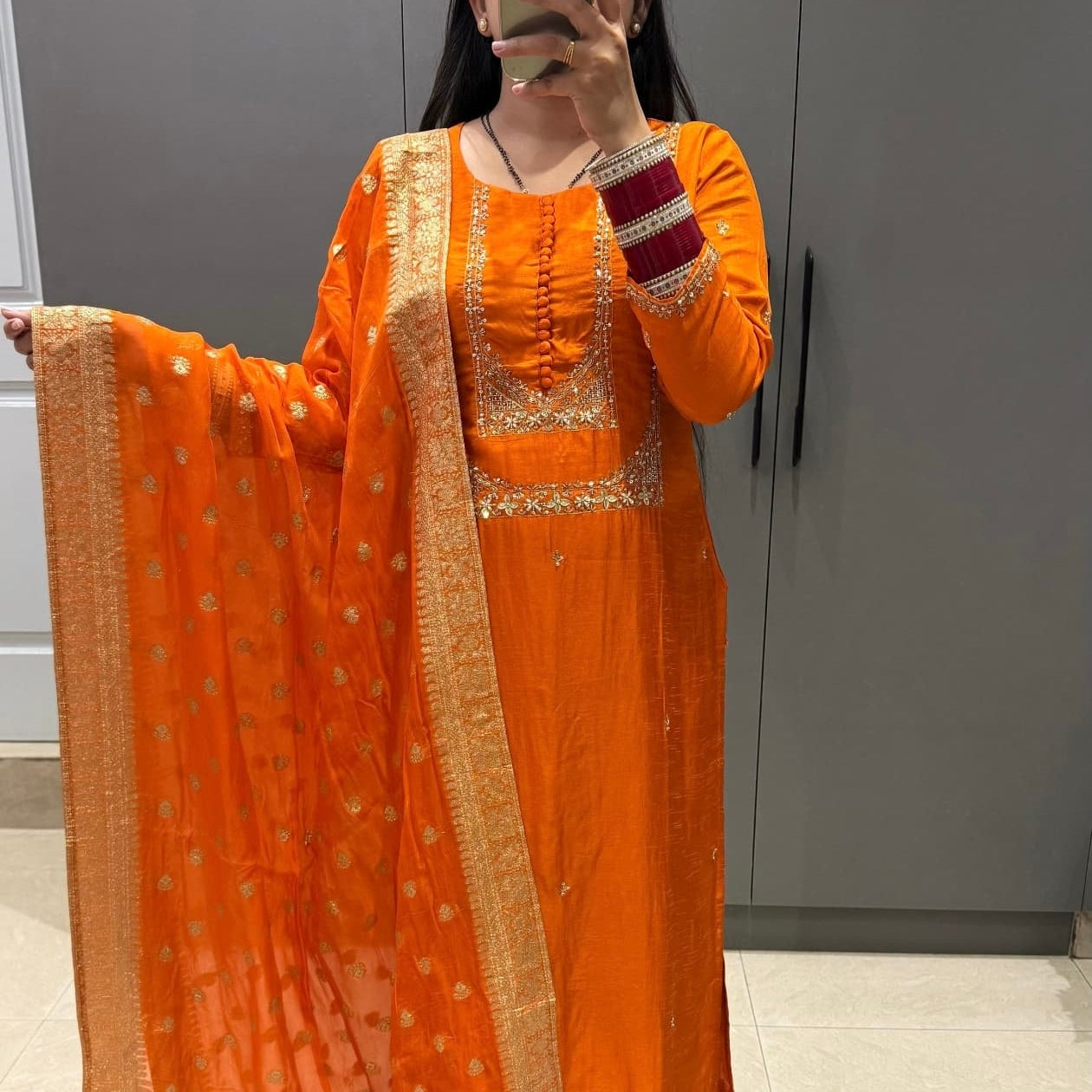 “Hiya” Premium range Dola Silk handwork Kurta Set