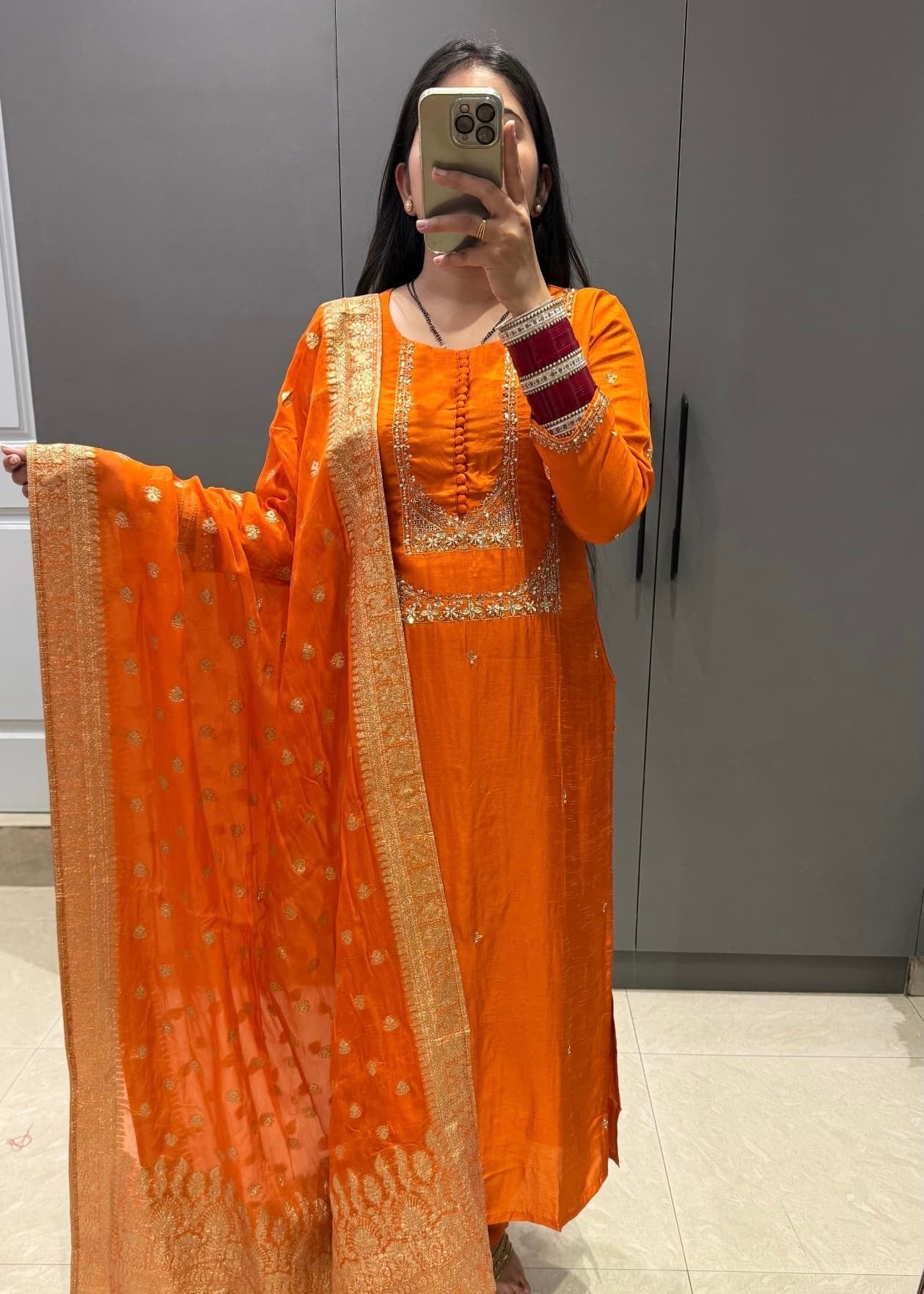 “Hiya” Premium range Dola Silk handwork Kurta Set