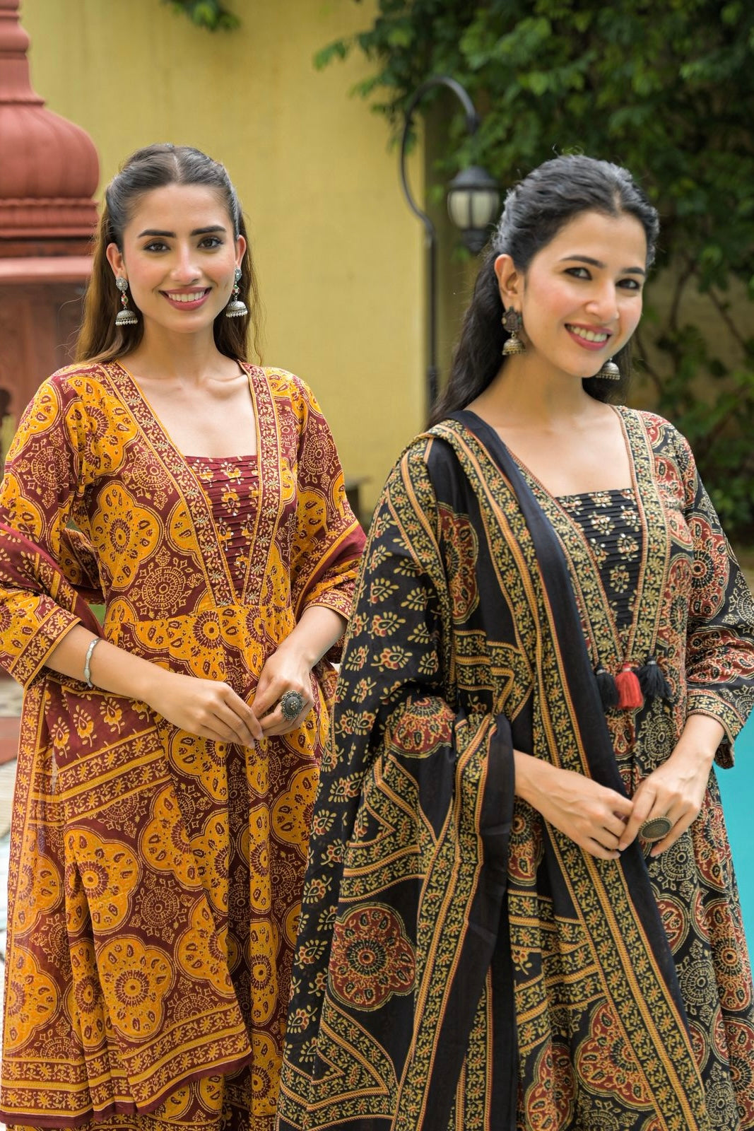 “Inaaya” Handblock Printed Cotton Anarkali Kurta Set