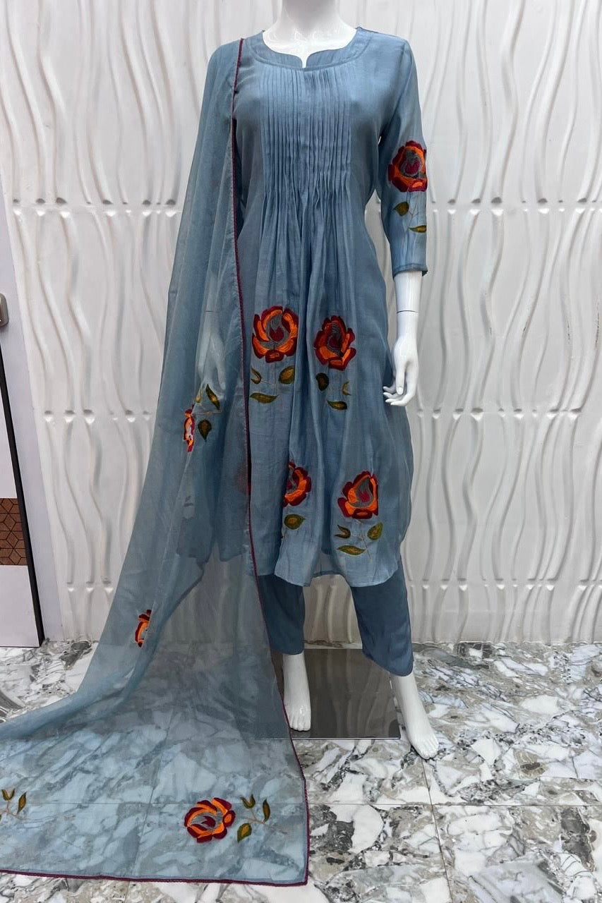 “MAHA” Beautiful Mul Chanderi anarkali kurti set