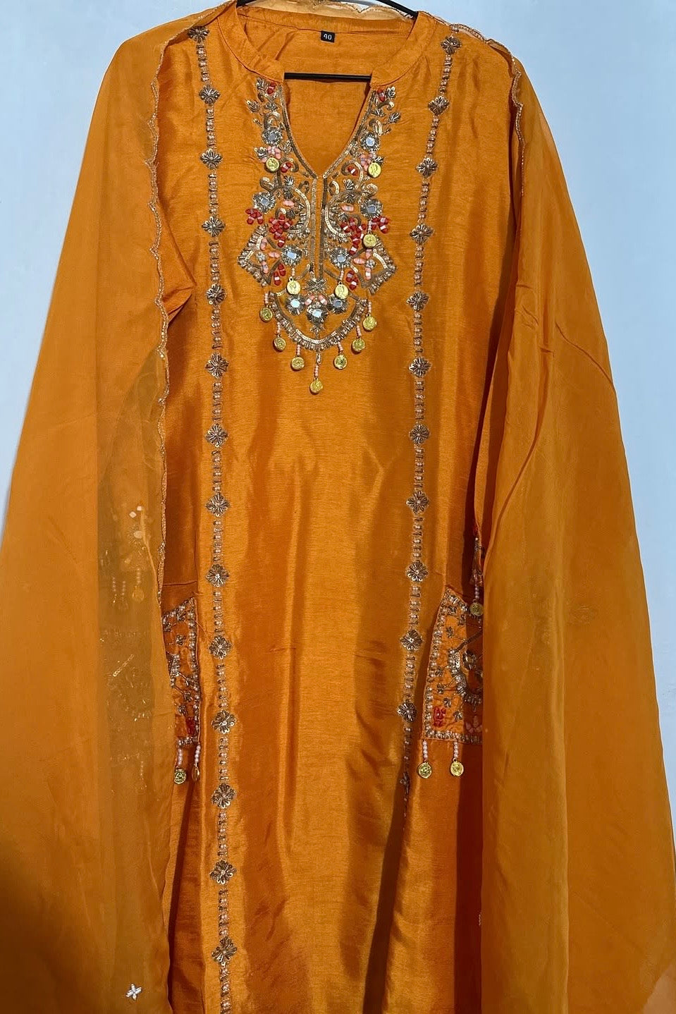 “Lime” Dola Silk Heavy Handwork Suit Set