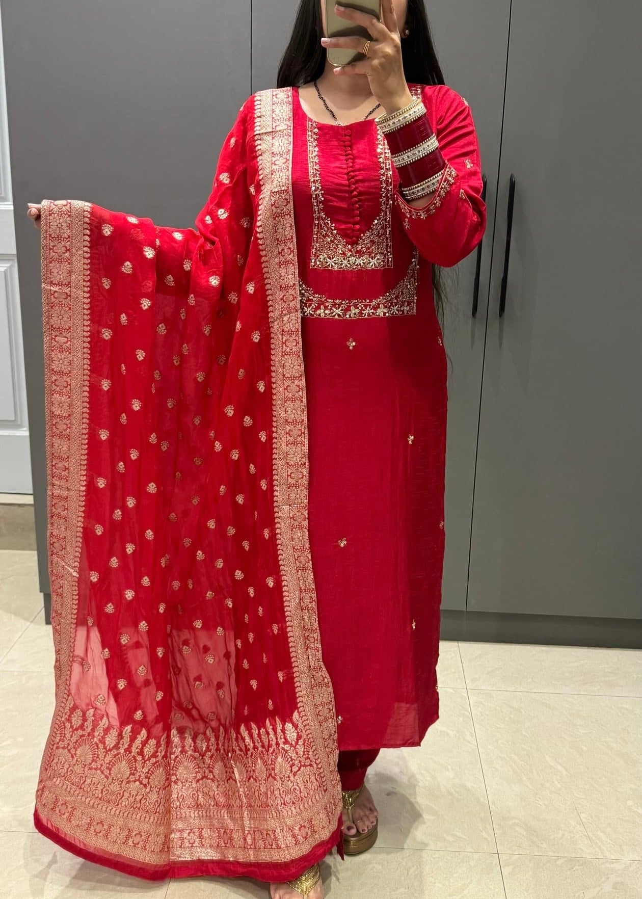 “Hiya” Premium range Dola Silk handwork Kurta Set