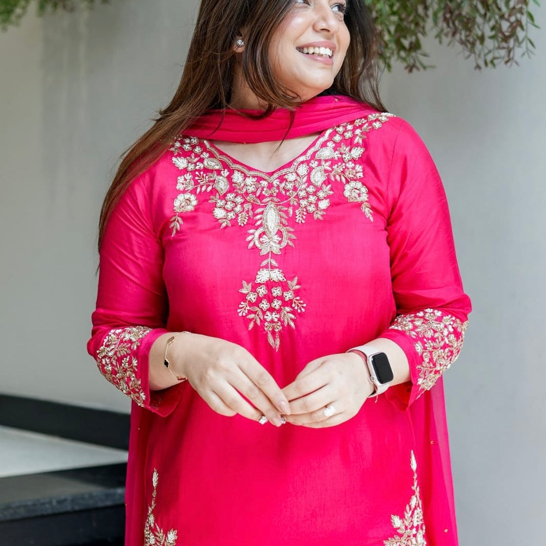 “Garara” Partywear special Dola Silk heavy Handworked Kurta Garara Set