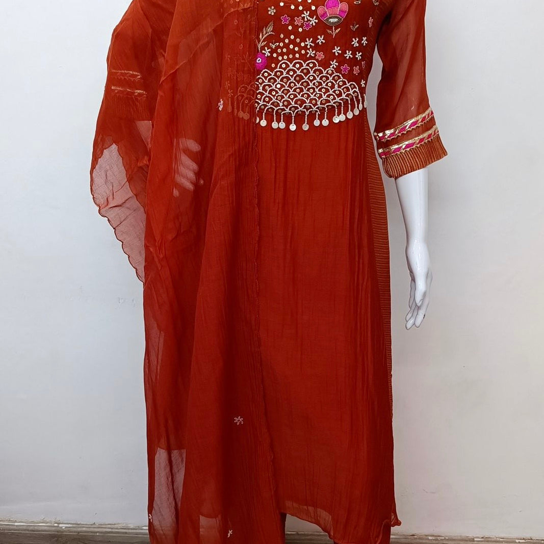“Ishani” Premium Mul Chanderi A line Anarkali Kurta Set (Copy)