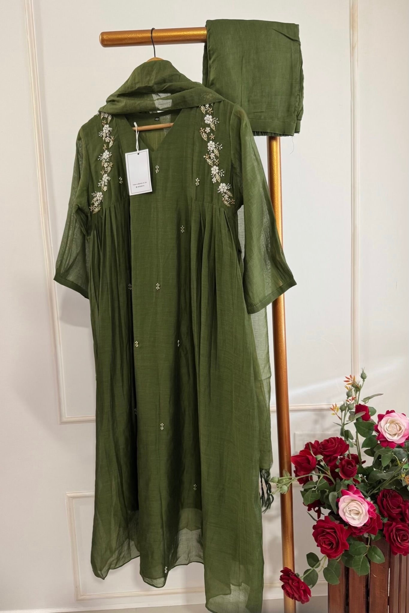 “Zayna” Premium Rich Brown Mul Chanderi anarkali kurta set