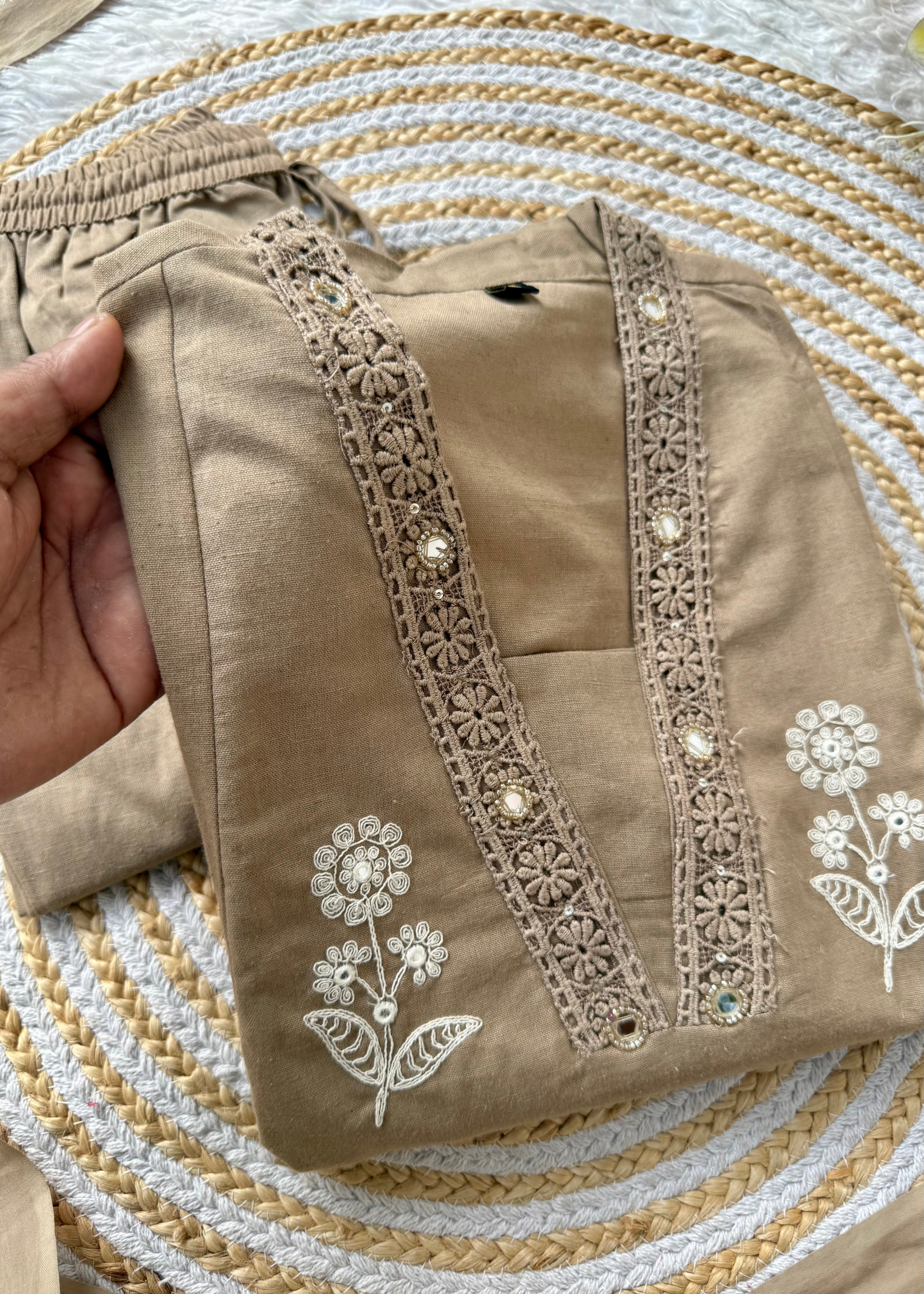 “ALICE" Premium Flex cotton embroidered work kurta set