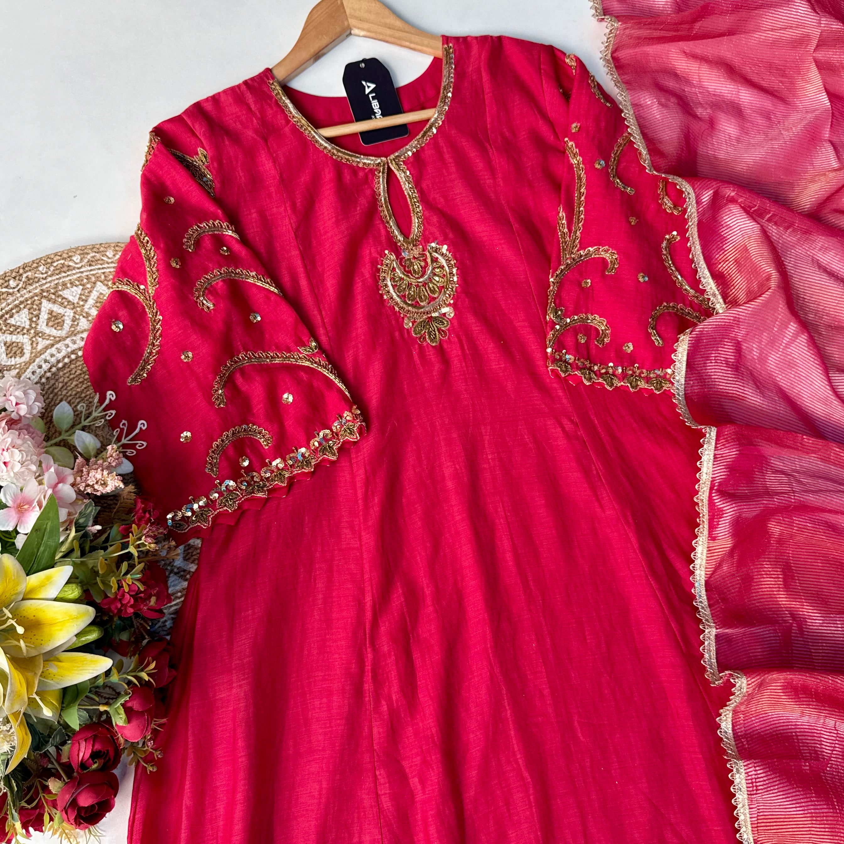 “Myra” Premium Mul Chanderi A line Anarkali Kurta Set