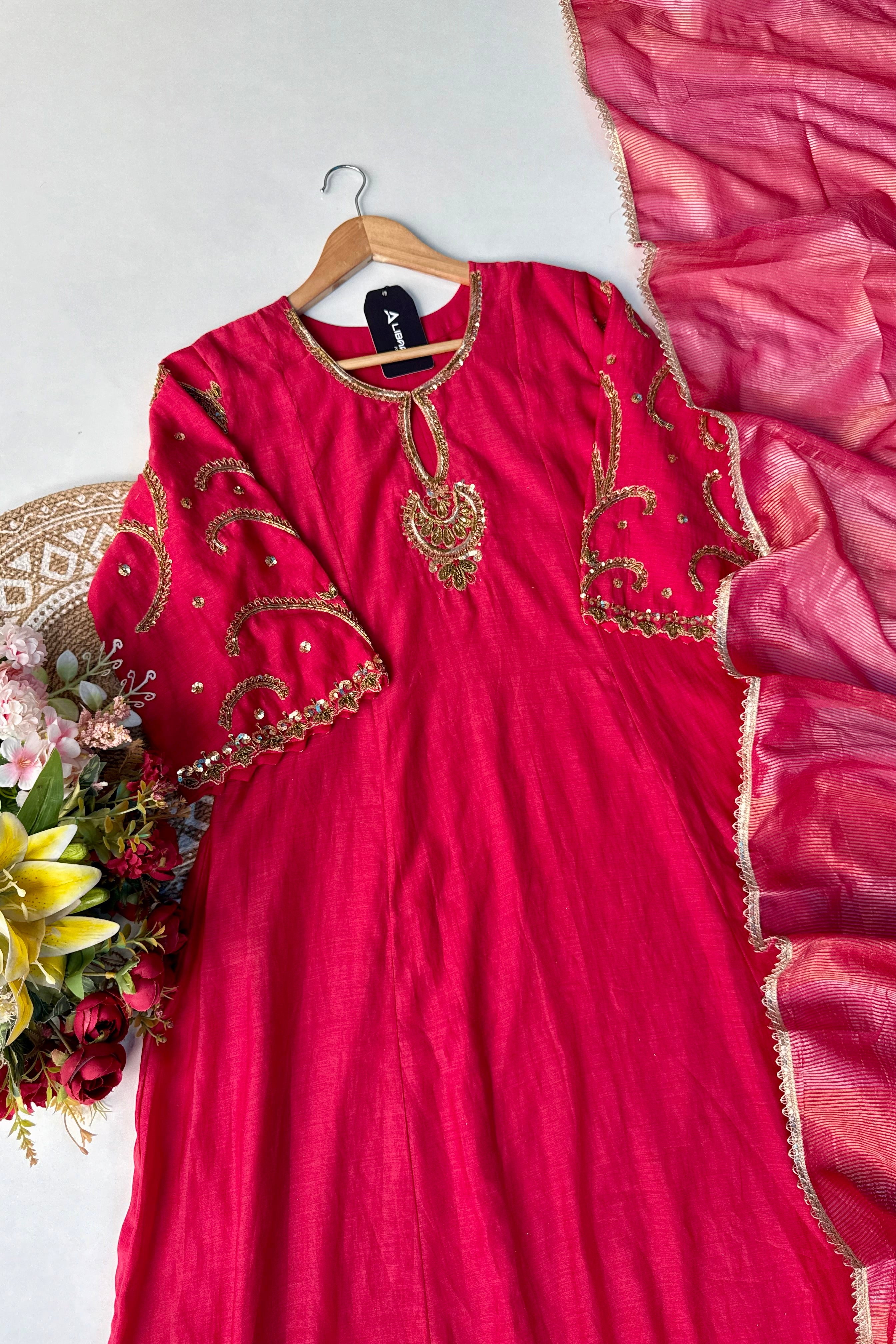 “Myra” Premium Mul Chanderi A line Anarkali Kurta Set