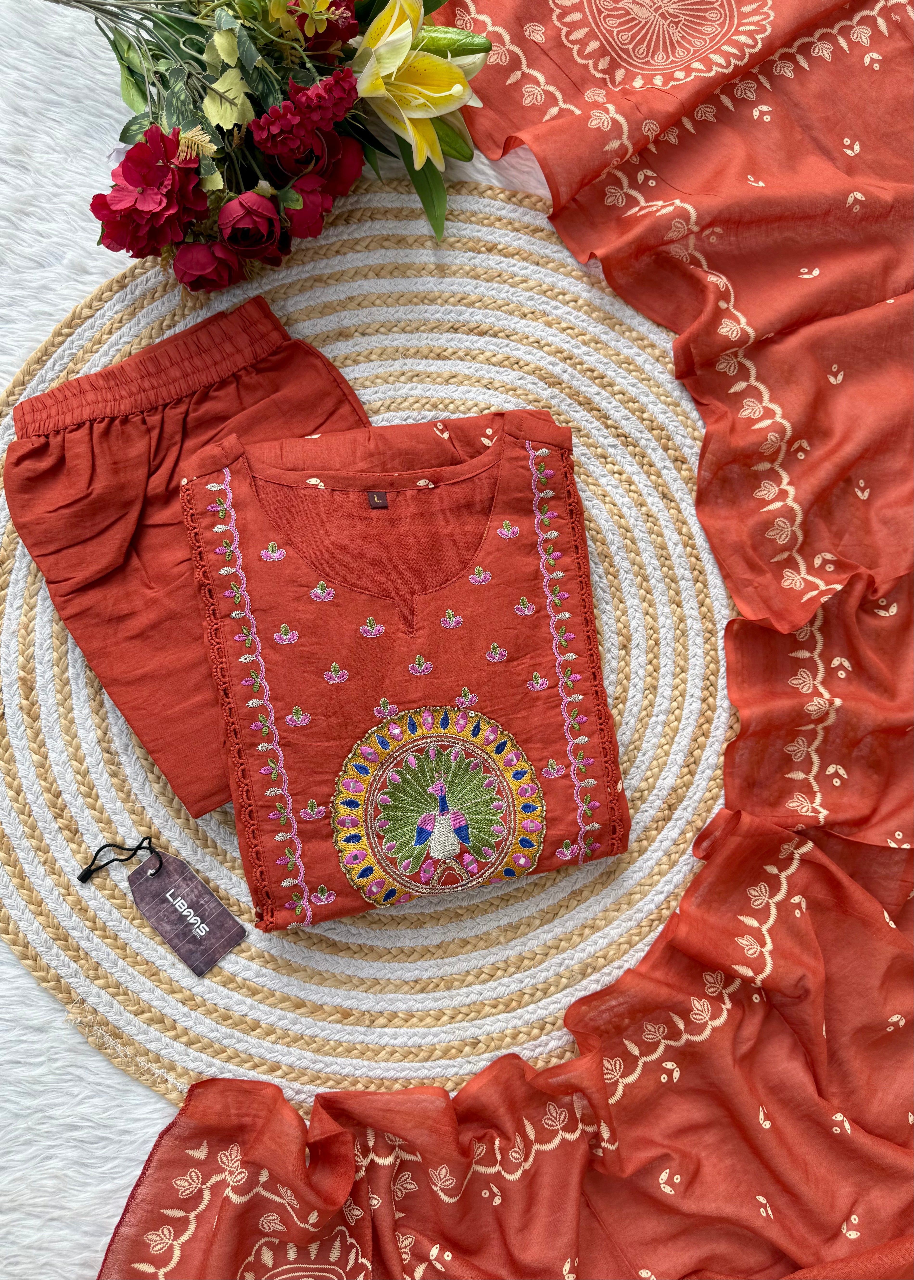 “SHYLA" Premium Mul cotton embroidered work Anarkali suit