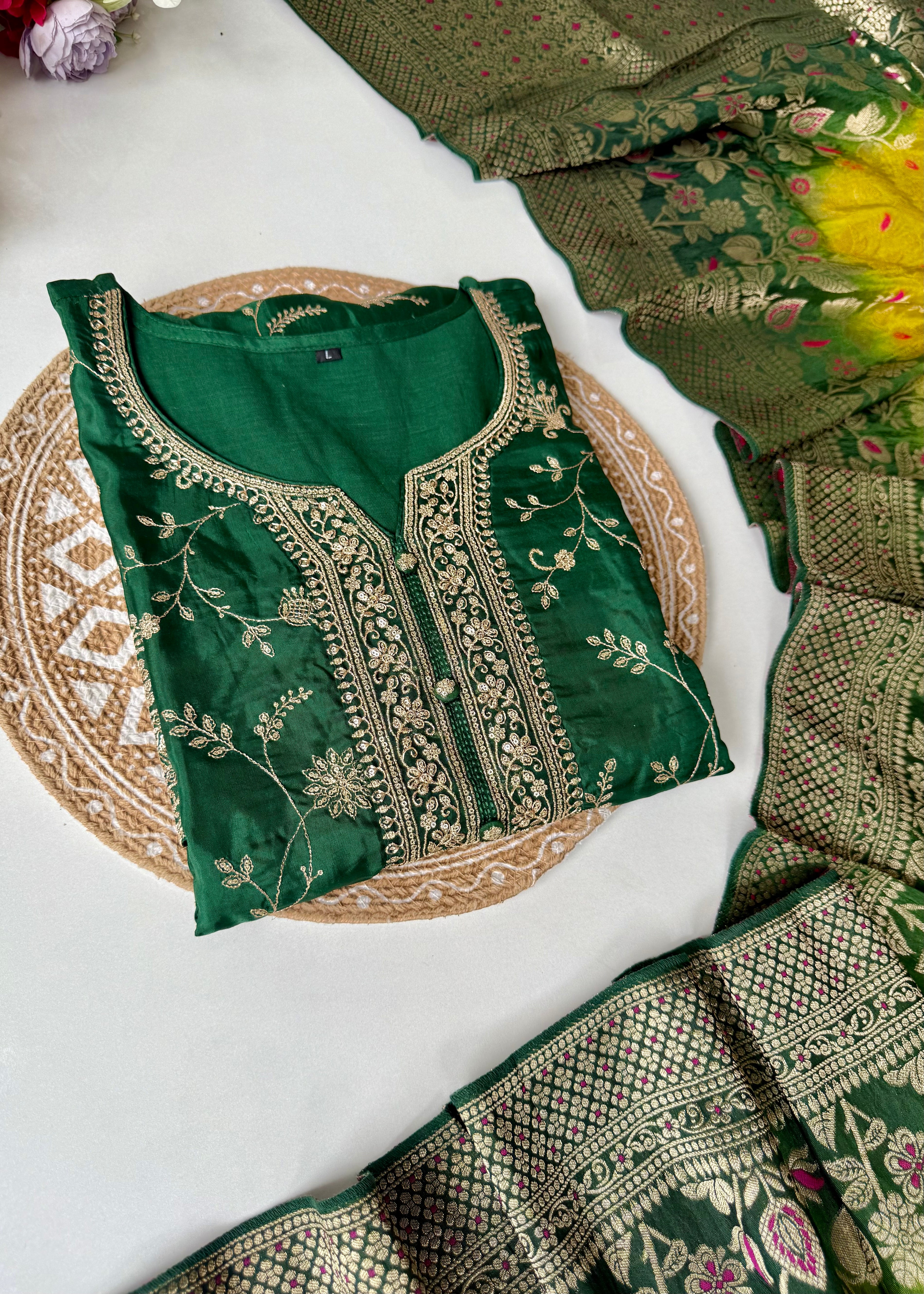 “AYAT” Festive wear Jacquard silk kurta palazzo set