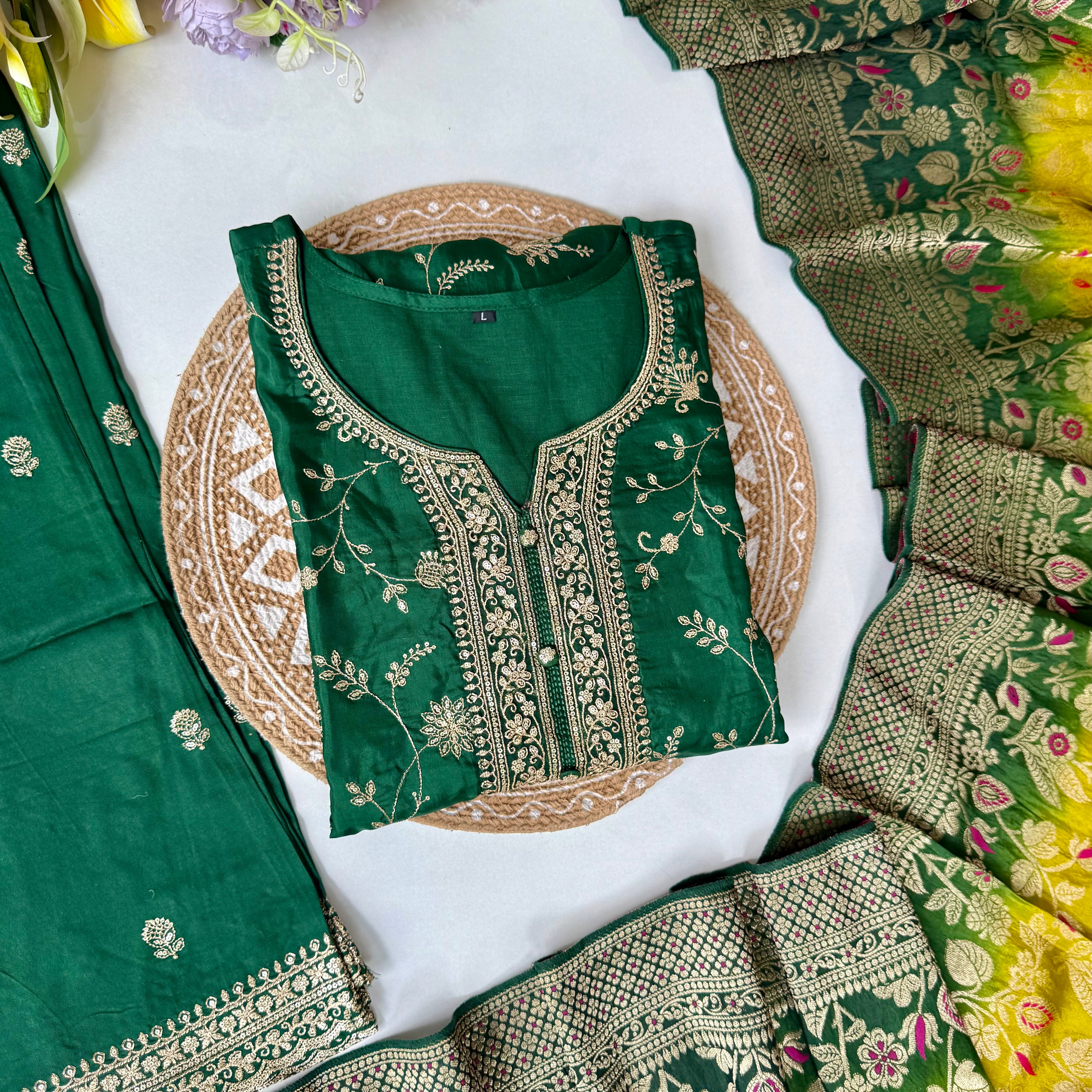 “AYAT” Festive wear Jacquard silk kurta palazzo set