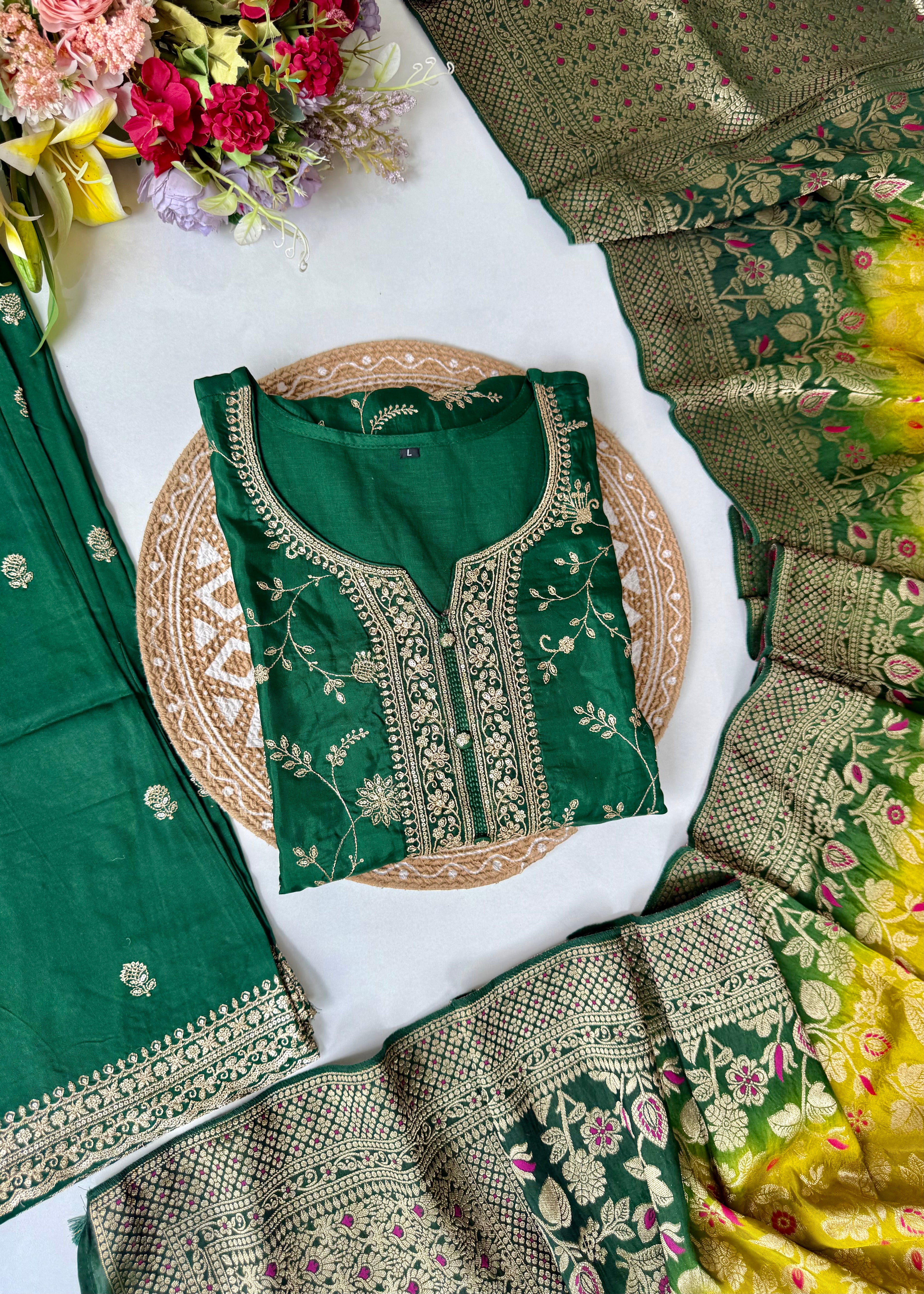 “AYAT” Festive wear Jacquard silk kurta palazzo set