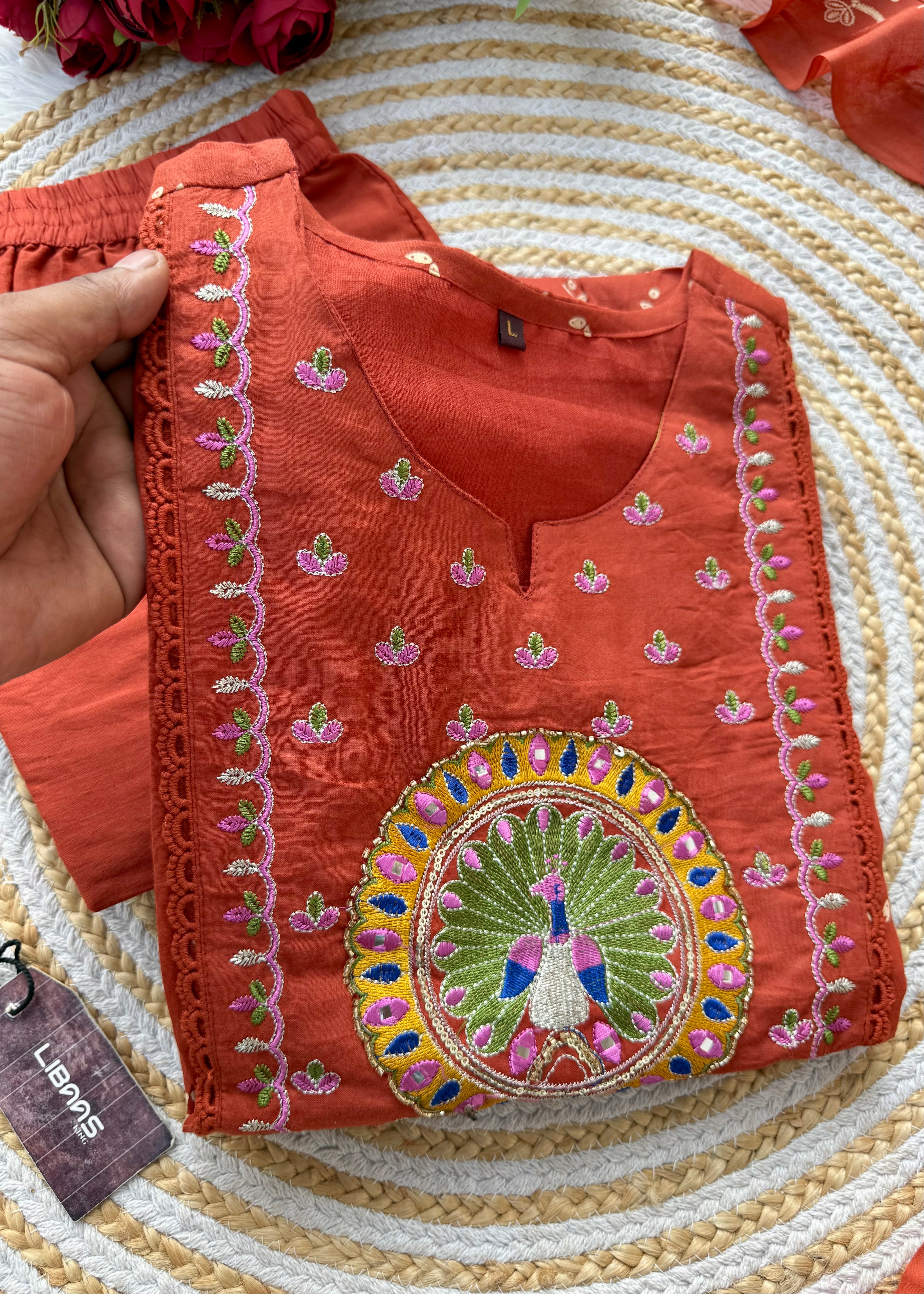 “SHYLA" Premium Mul cotton embroidered work Anarkali suit