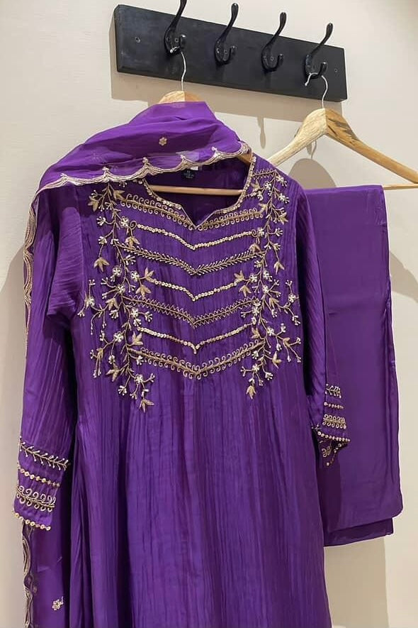 “Chanda” Premium karwa chaut special mul chanderi A line kurta set