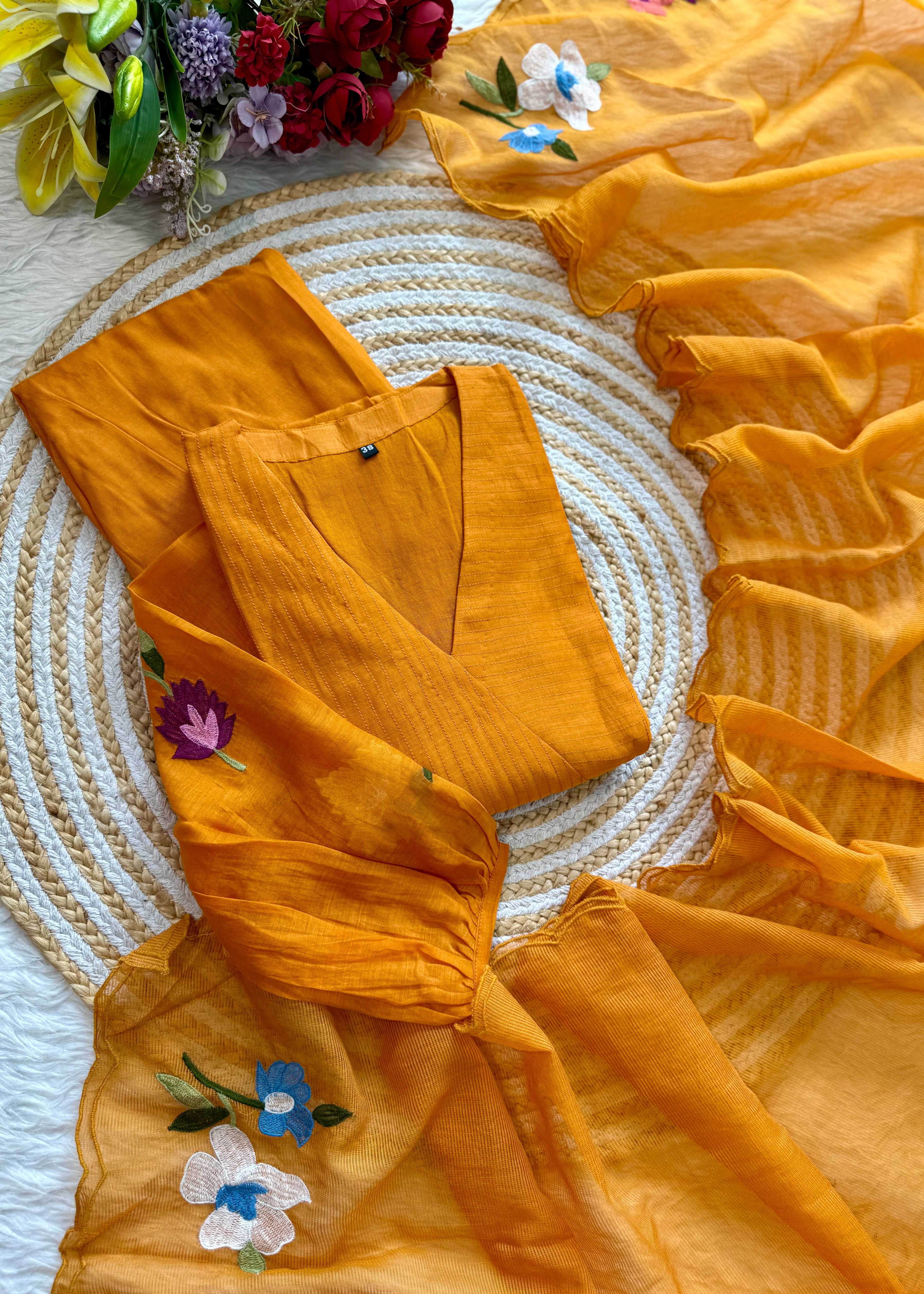 “IFRA” Mul Chanderi party wear anarkali suit set