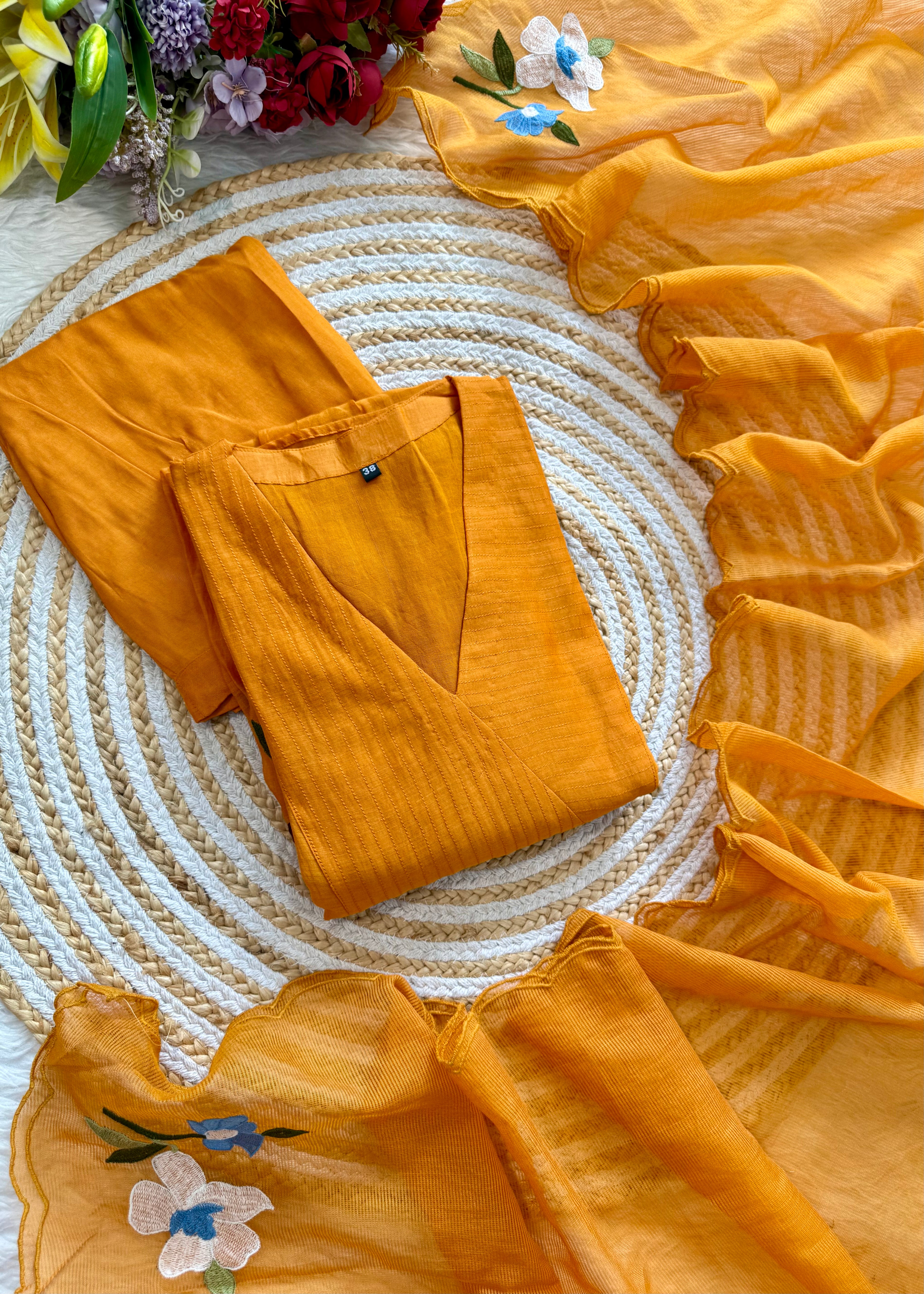 “IFRA” Mul Chanderi party wear anarkali suit set