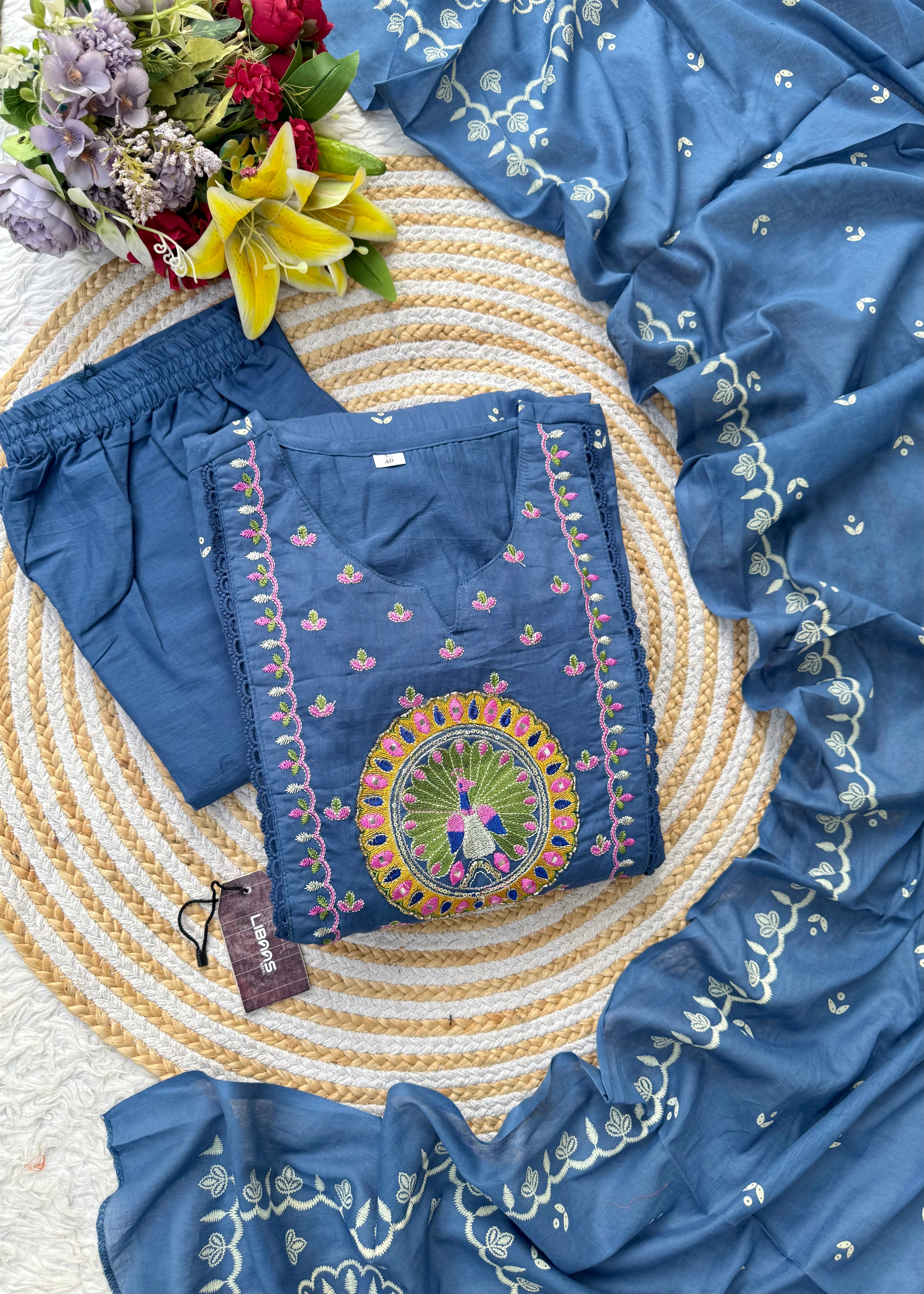 “SHYLA" Premium Mul cotton embroidered work Anarkali suit