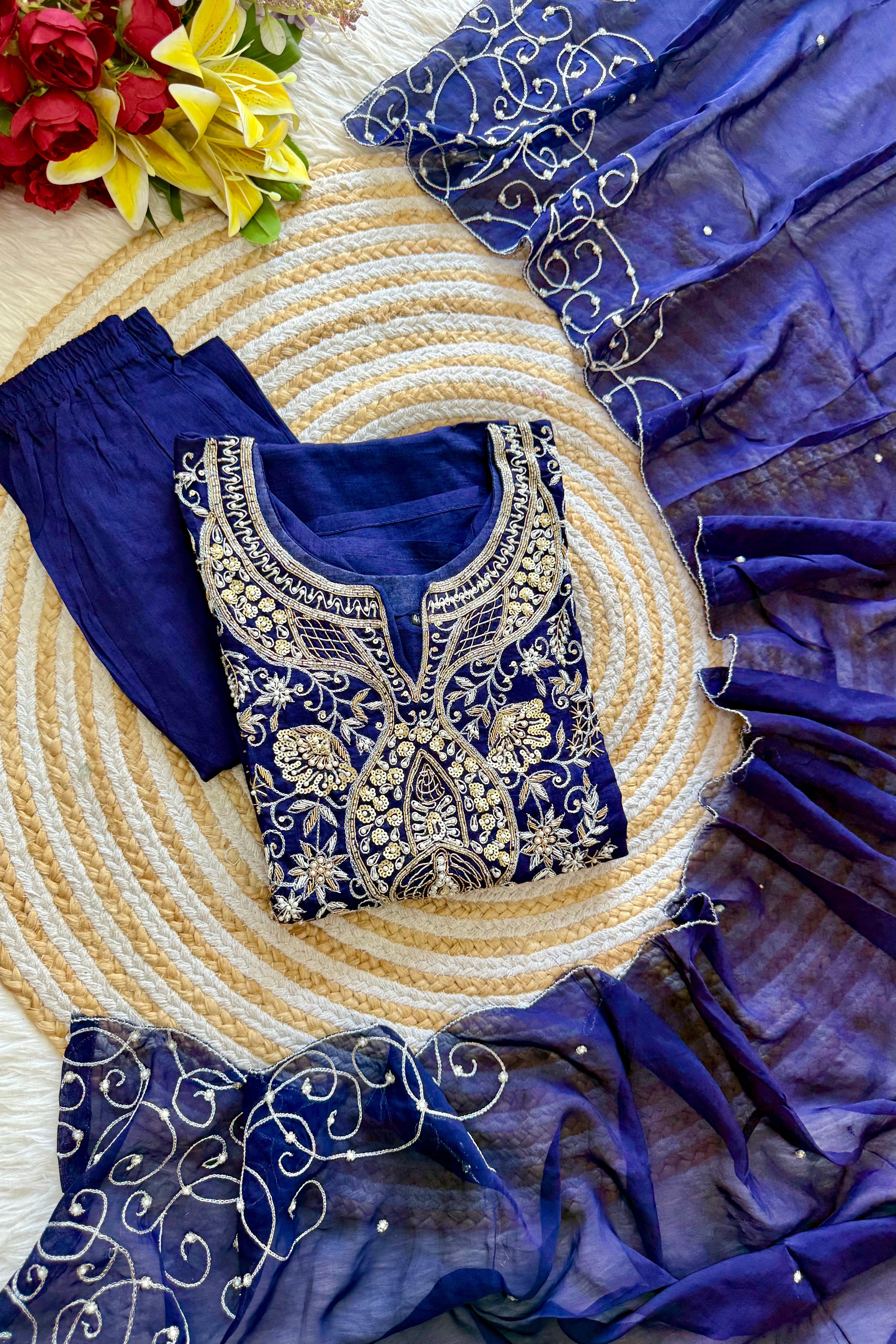 “SUZAIN” A very beautiful festival wear special blue set