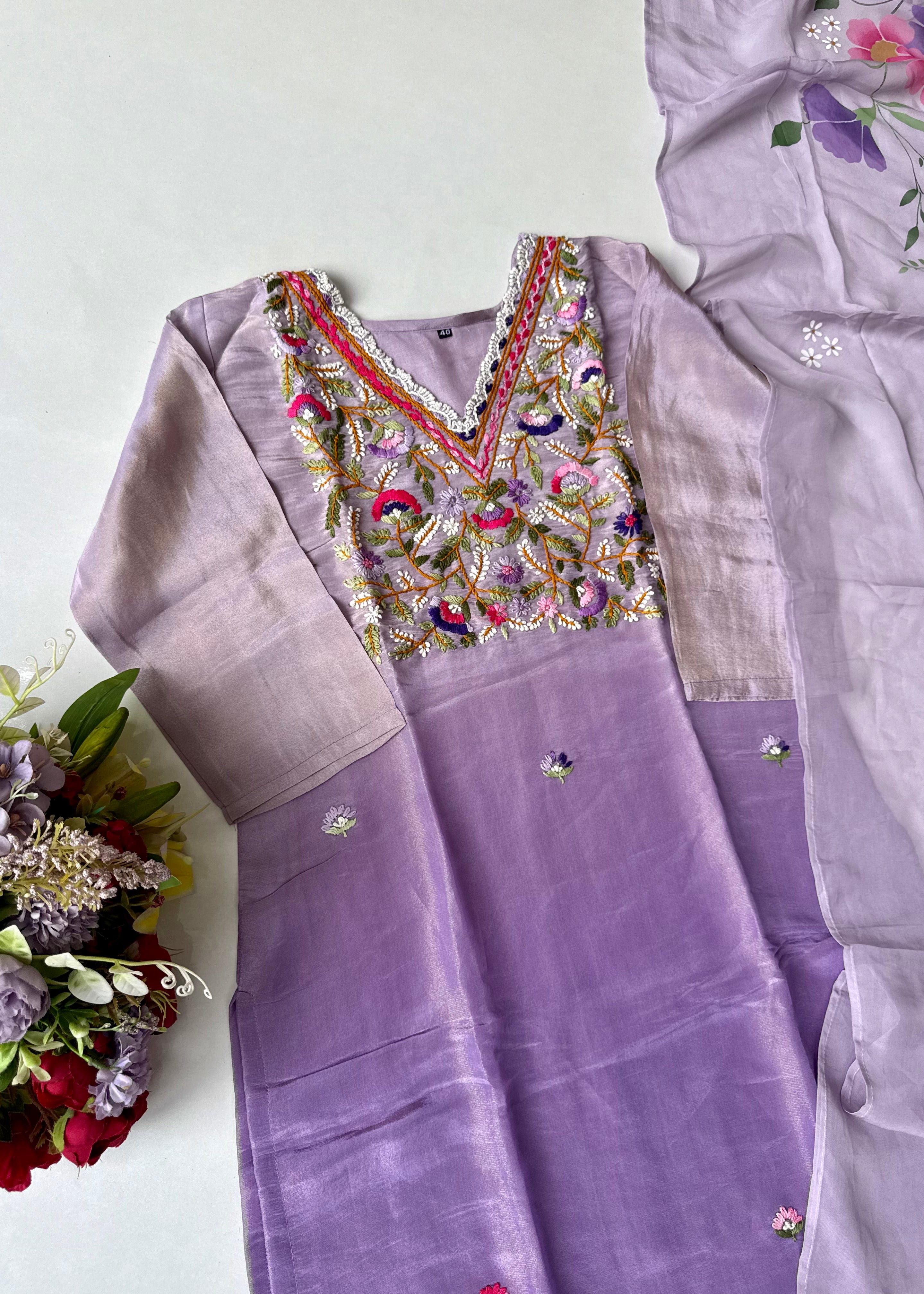 “Ombre” Elegant Thread work Tissue Silk Ombré Suit Set