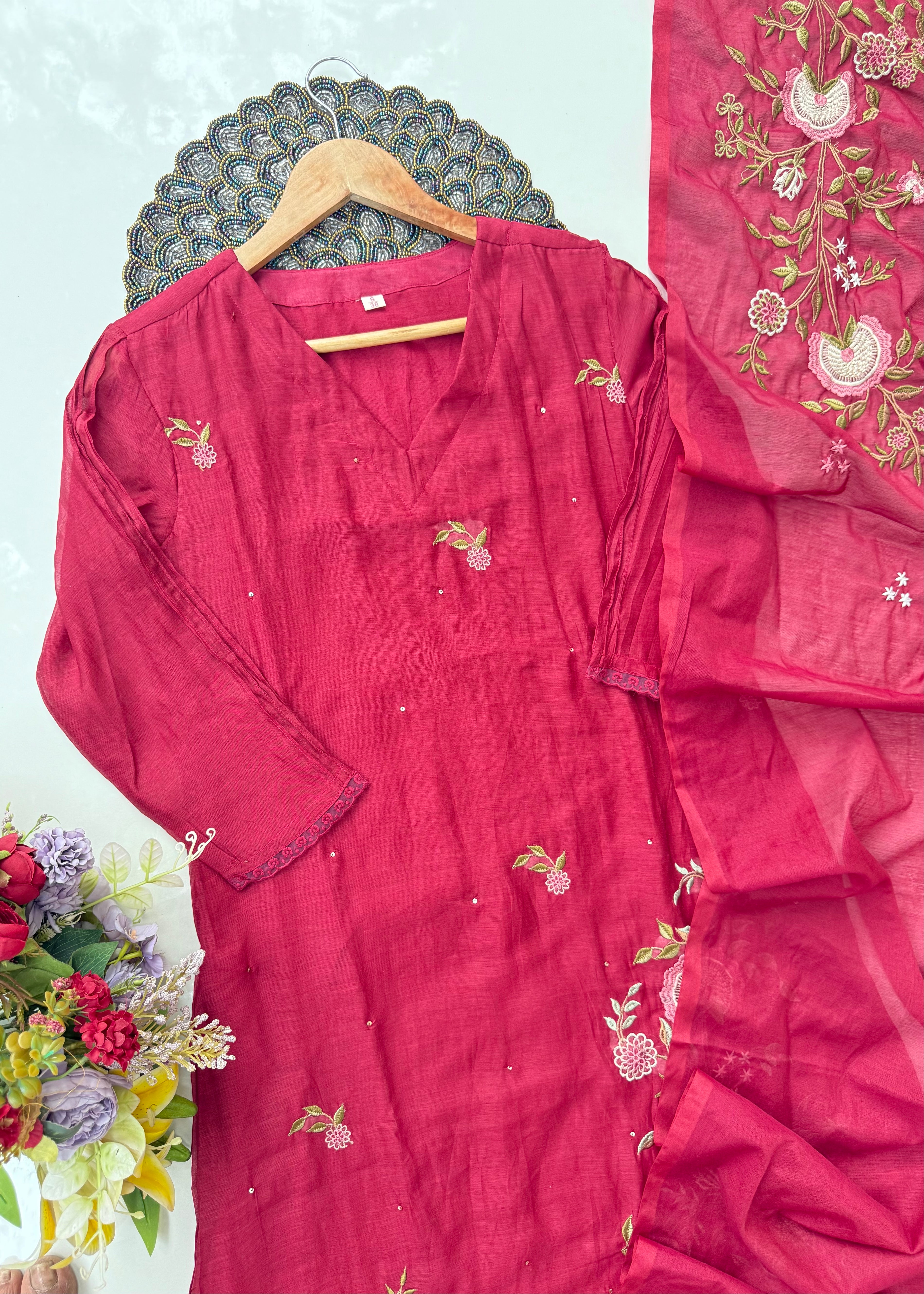 “EKTA” Beautiful premium Mul Chanderi A line suit set