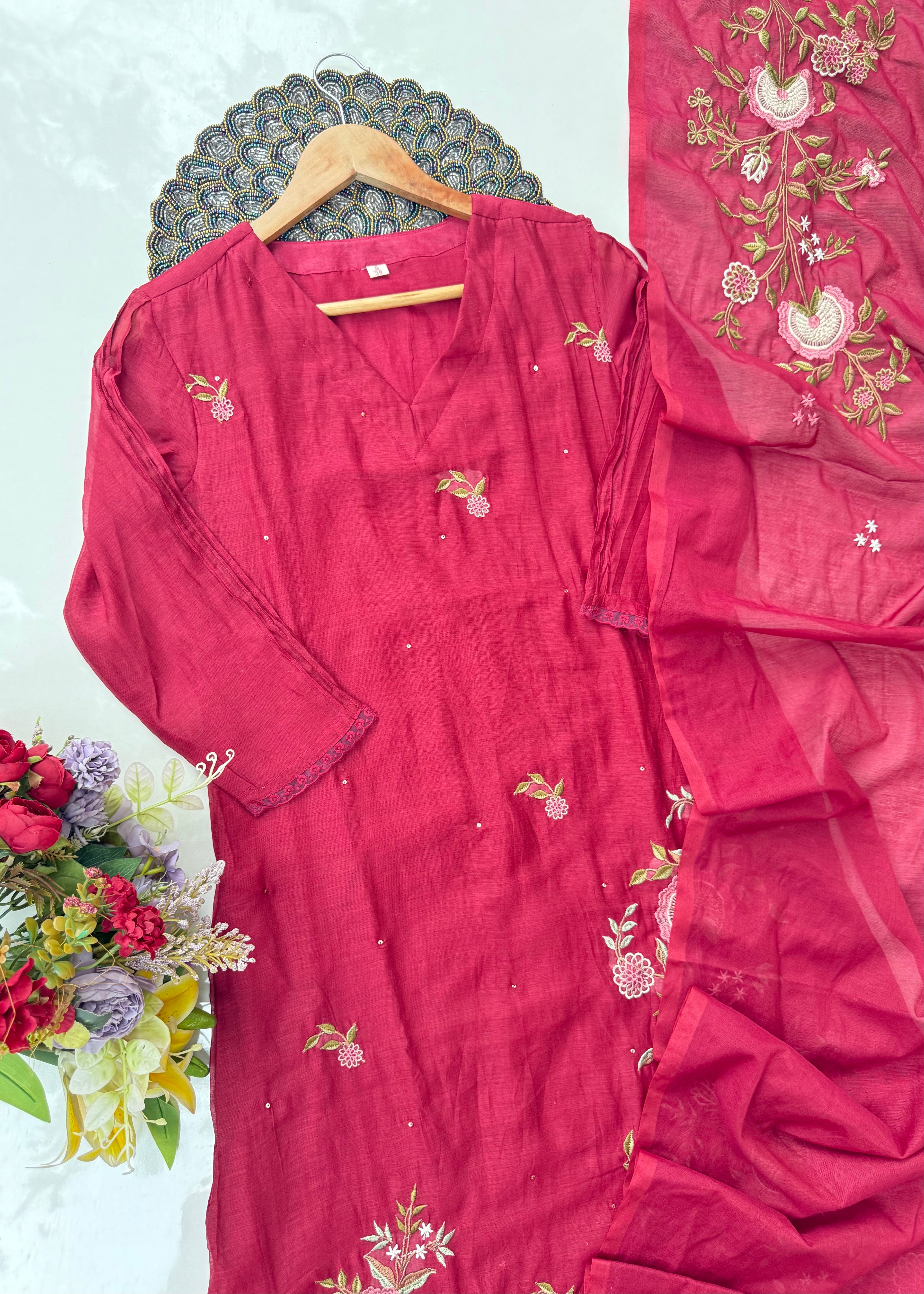 “EKTA” Beautiful premium Mul Chanderi A line suit set