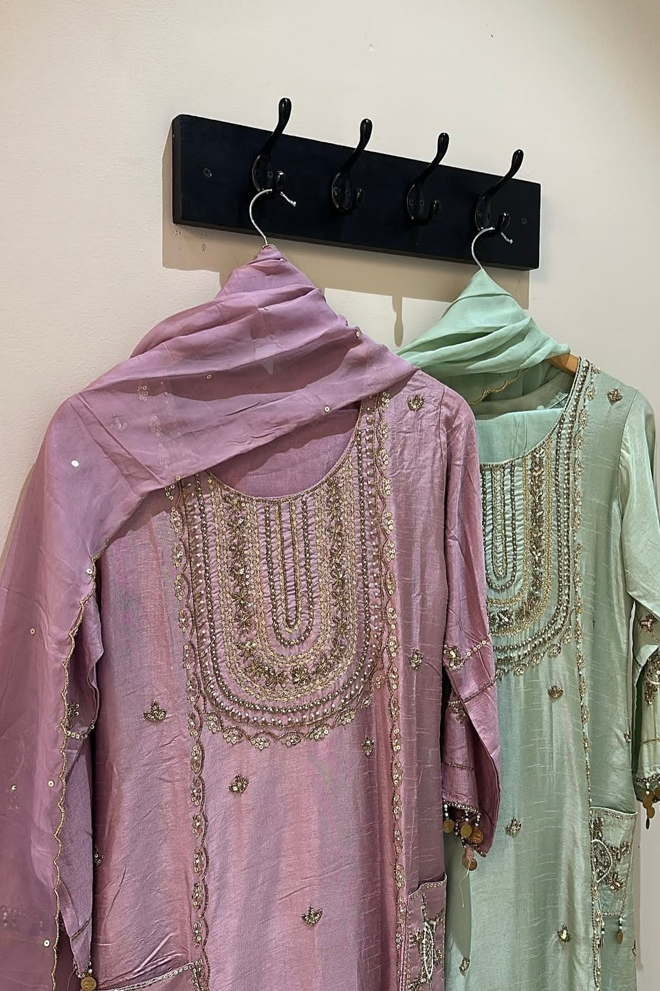 “Aylize” Elegant Dola Silk heavy handwork Kurta Set with Dupatta