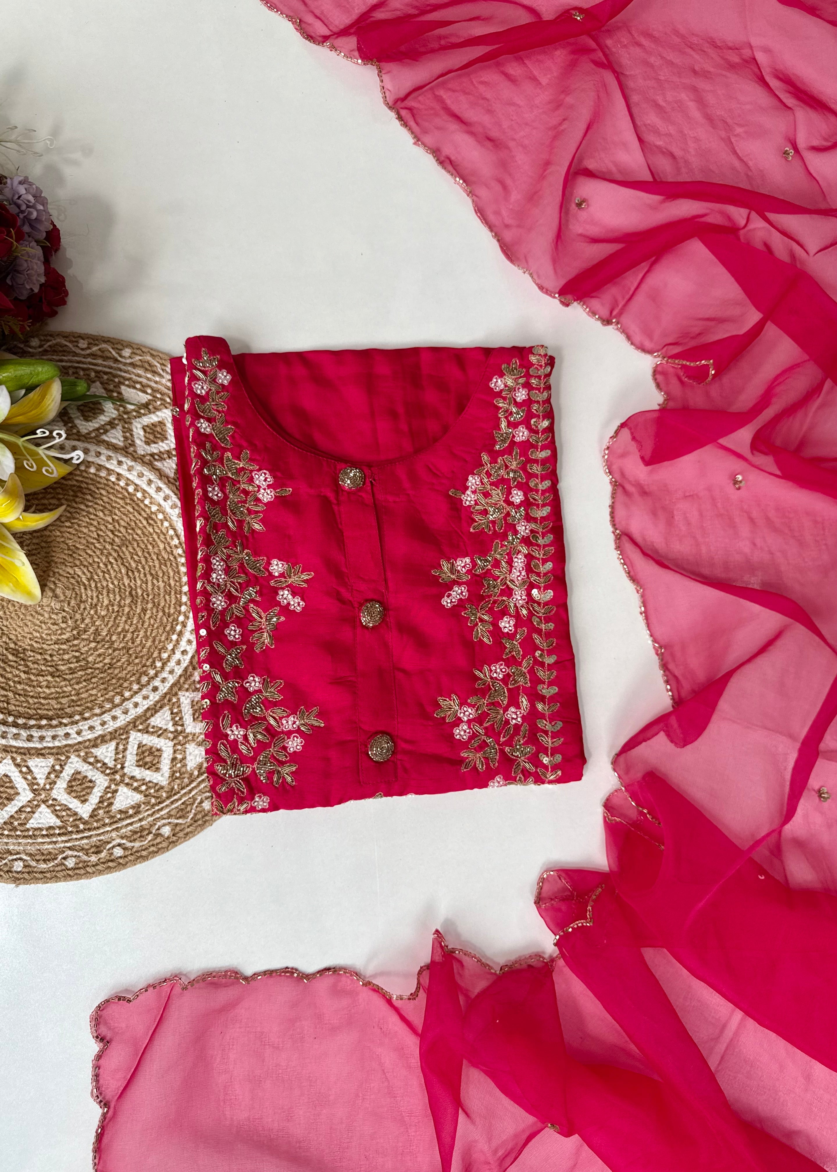 “Jaya” Graceful Dola Silk Handwork Suit Set ✨