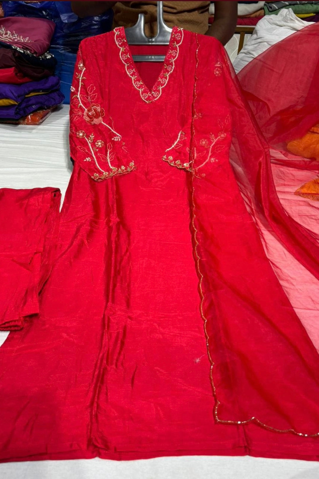 “Ivory” Beautiful Dola silk handcrafted kurta set