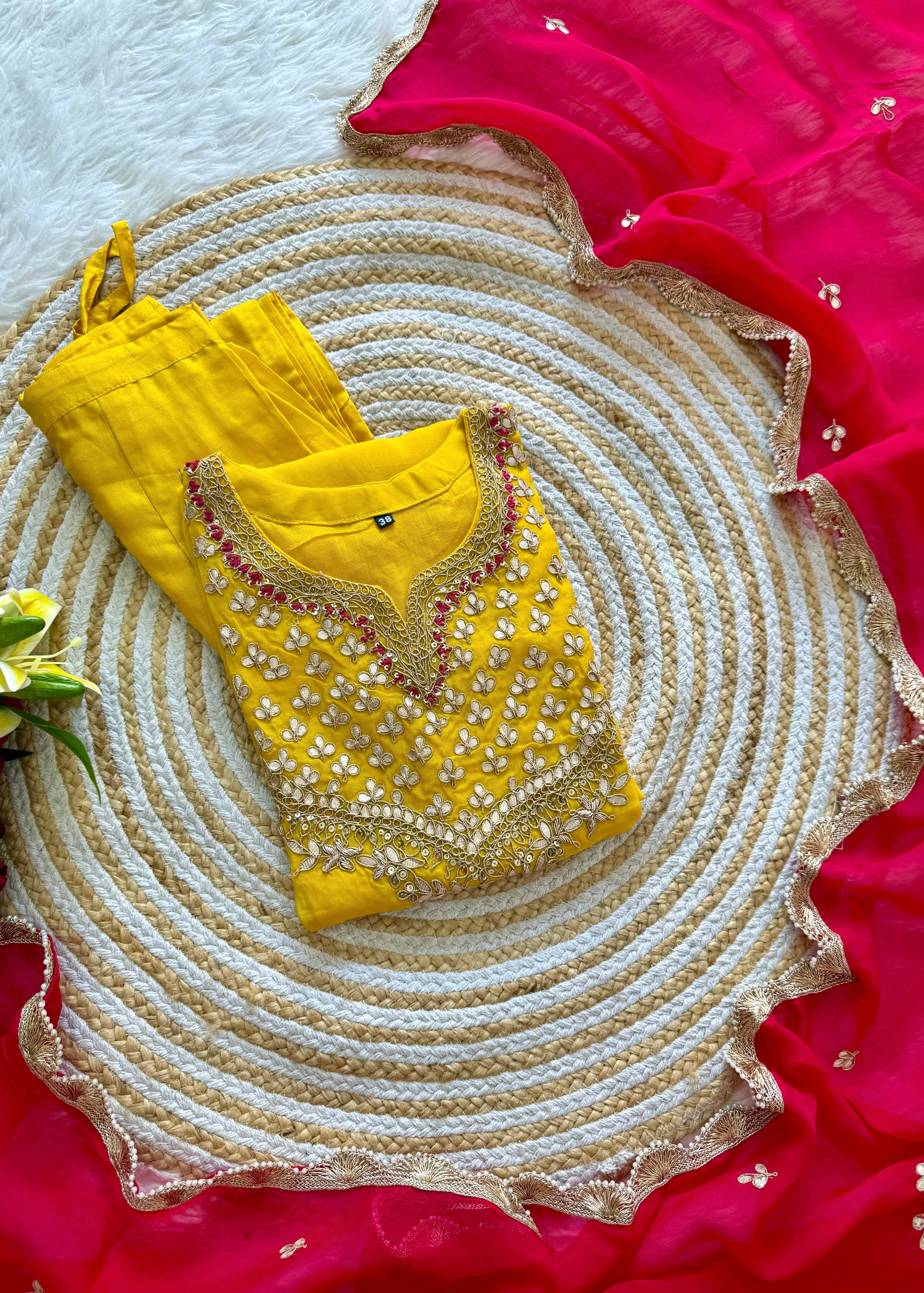 "SAHAL" Beautiful Gota Patti and sequence heavy work set