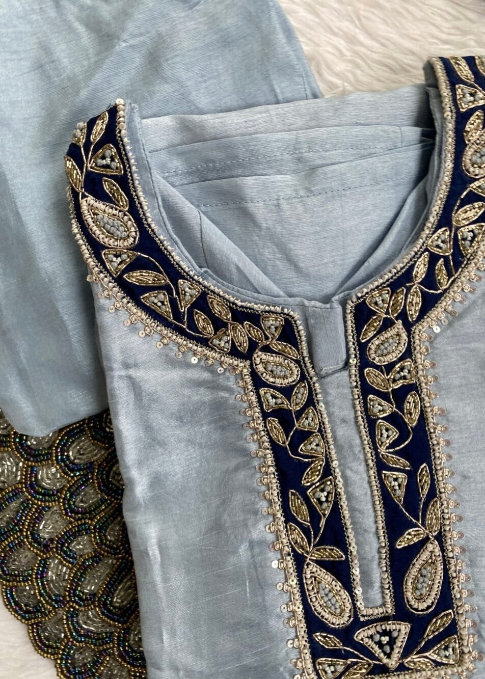 “Liana” Beautiful Blue shade Handwork kurta set