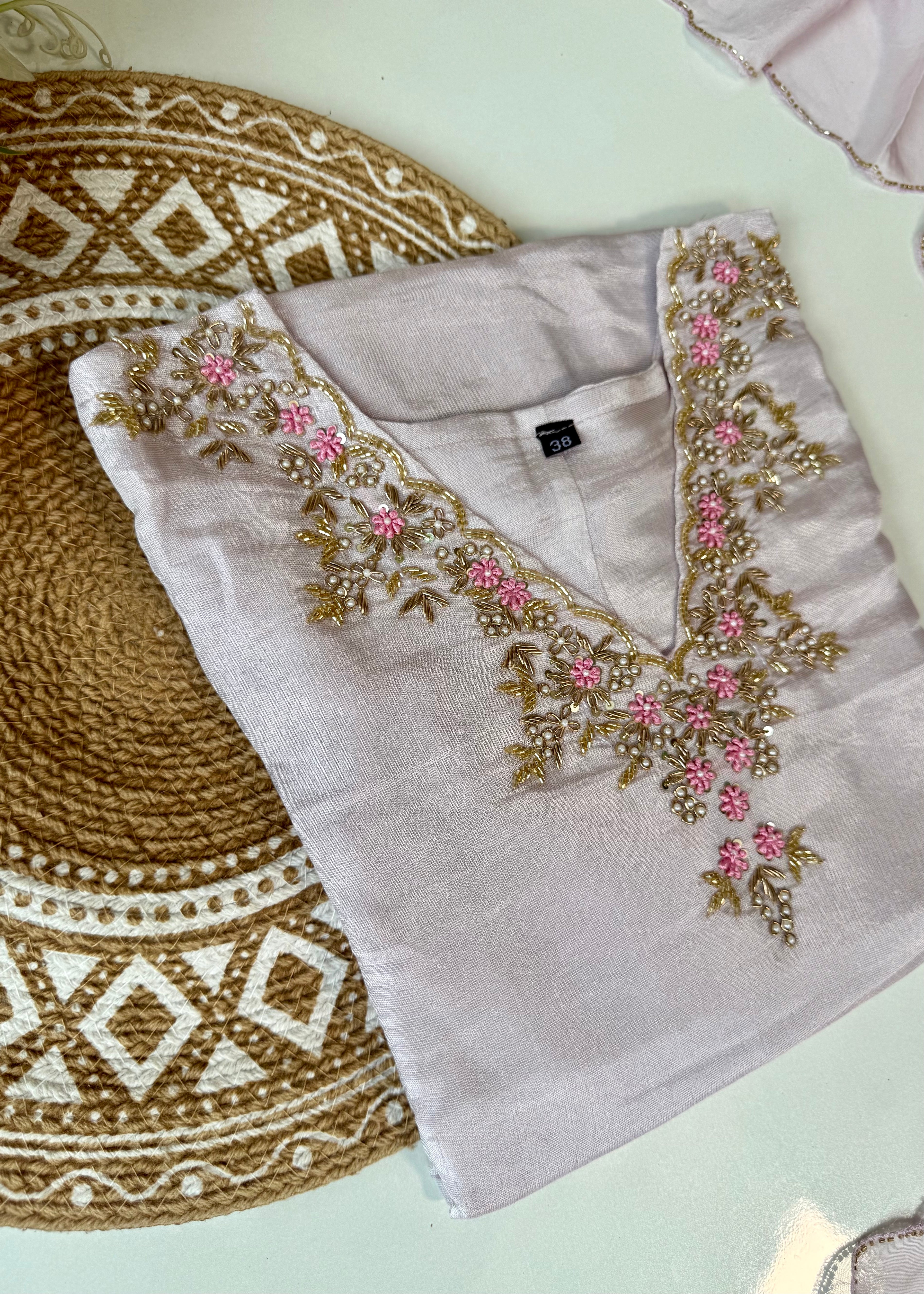 “Aylize” Graceful Pastel shade Tisse Silk Handwork Suit Set ✨