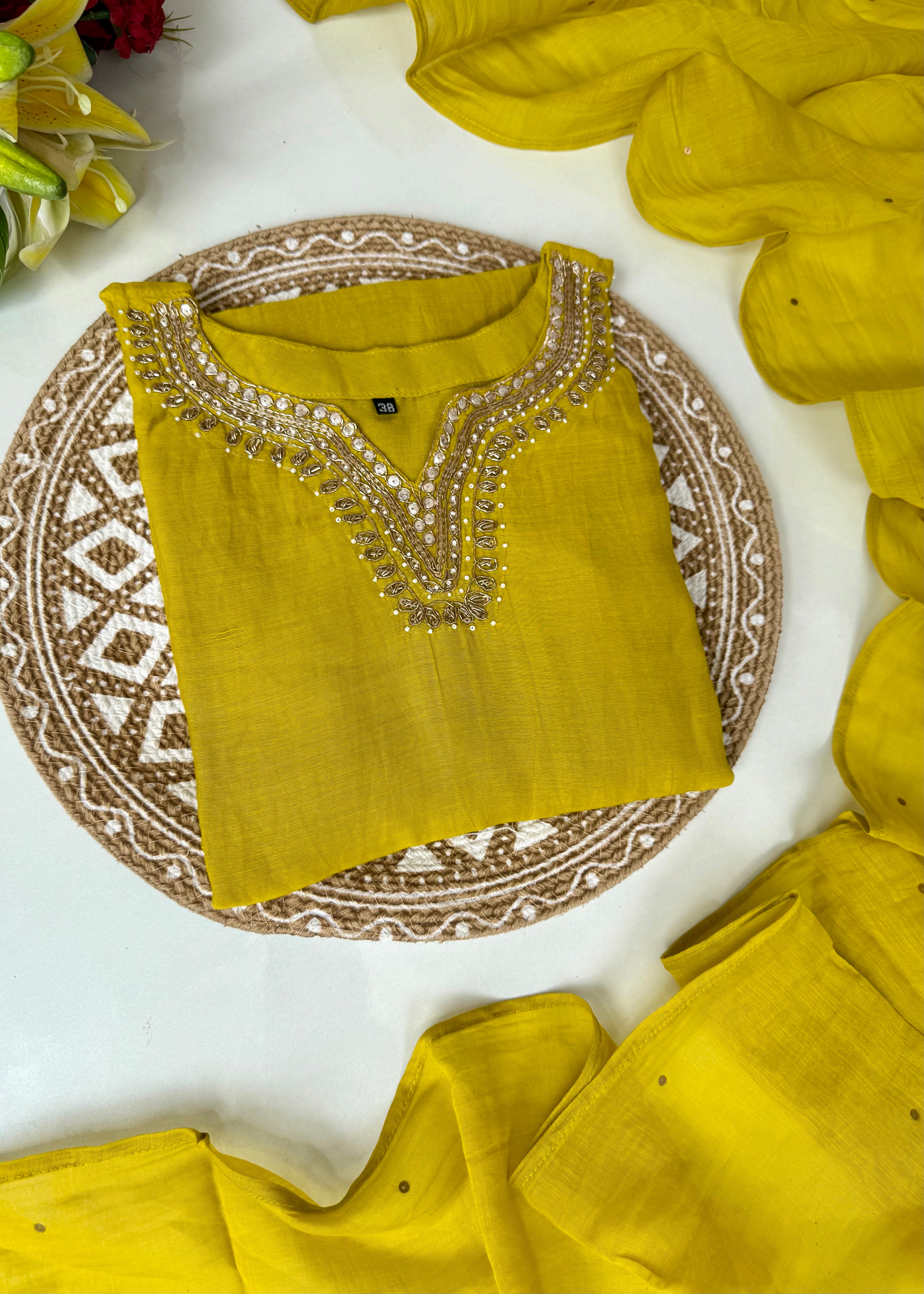 “KIARA” Premium Mul Chanderi handwork kurta set