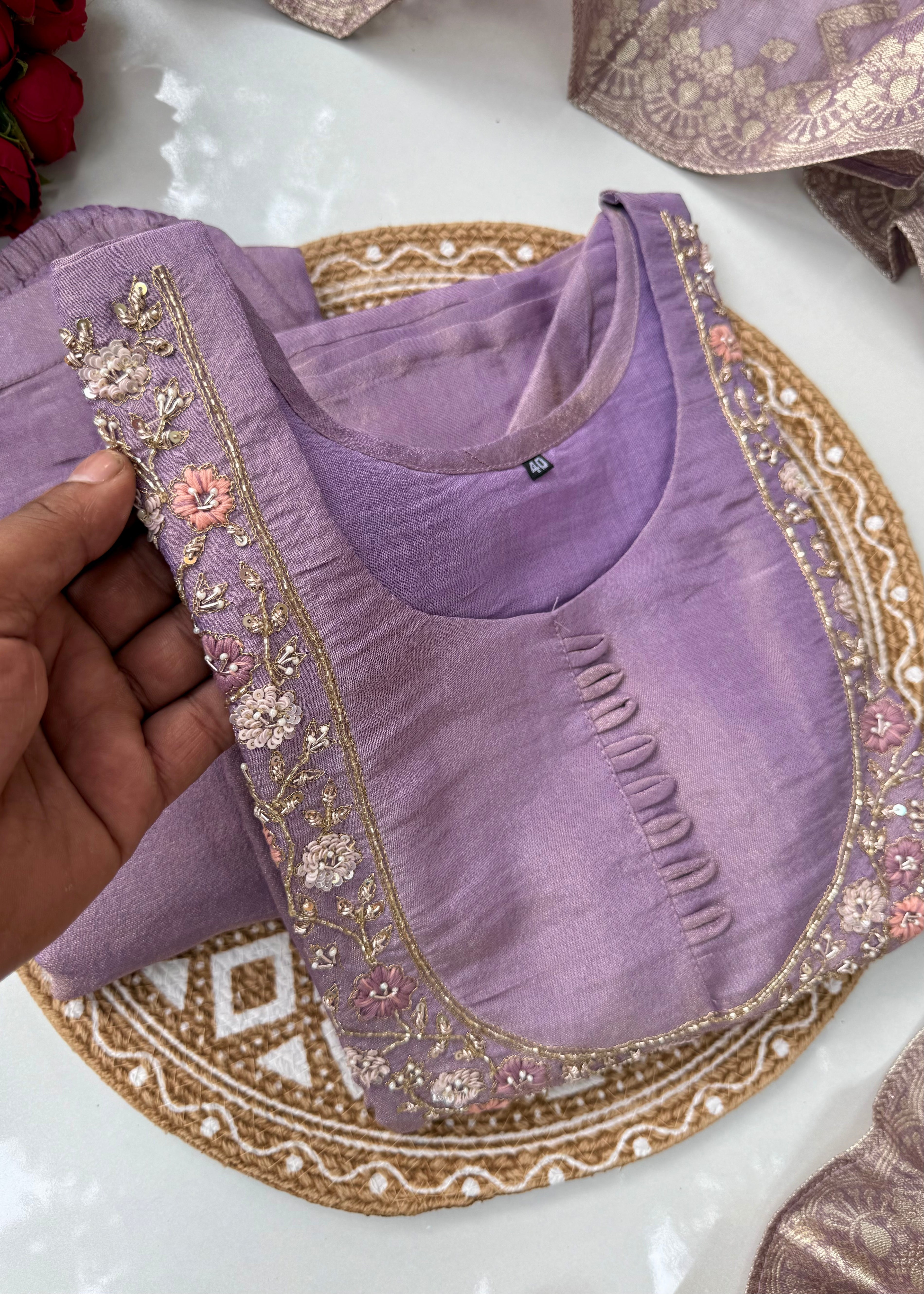 “Naayaab” Premium Tissue silk handcrafted kurta set