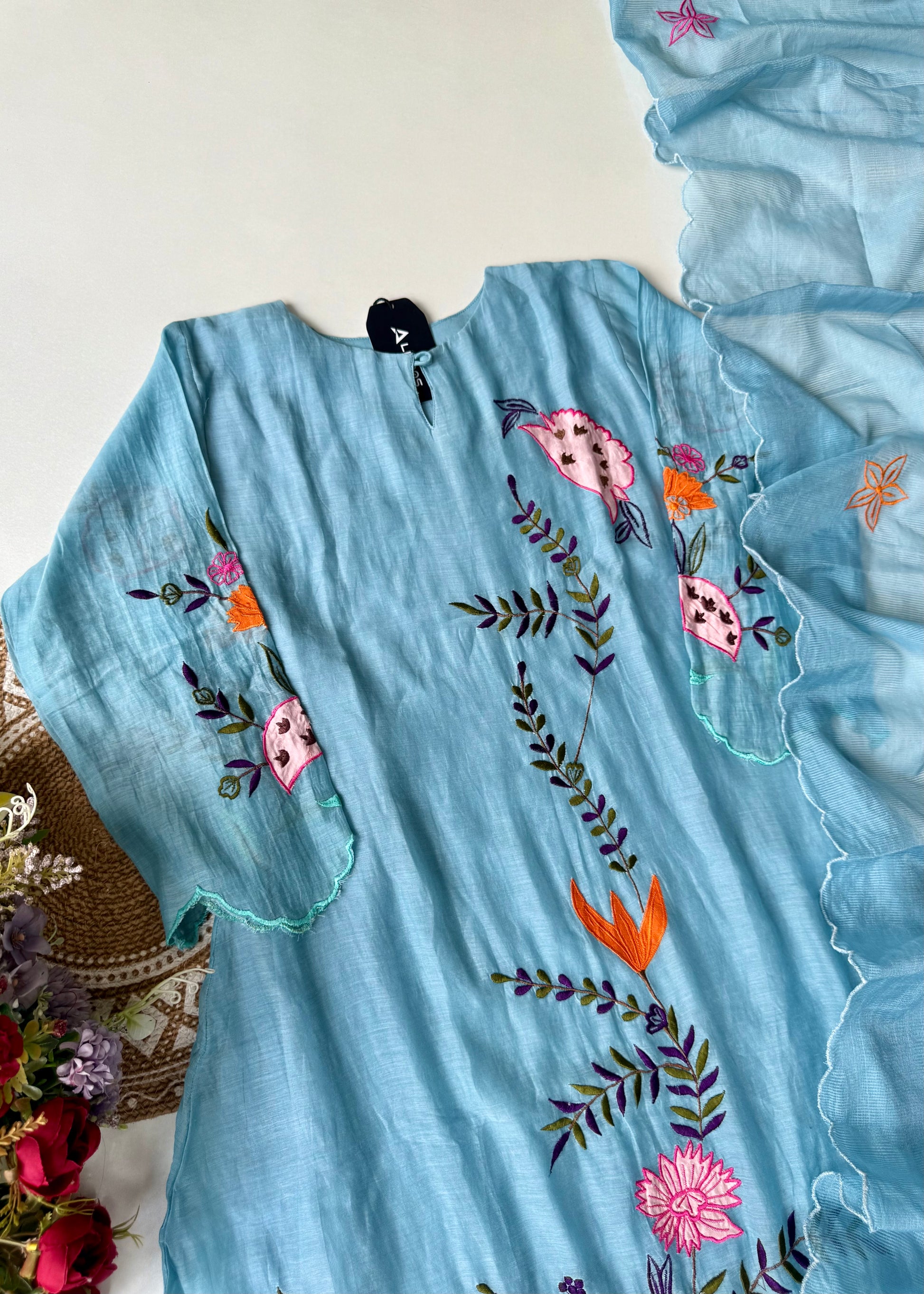 “Pranavi” Beautiful Mul Chanderi A line Anarkali Kurta Set