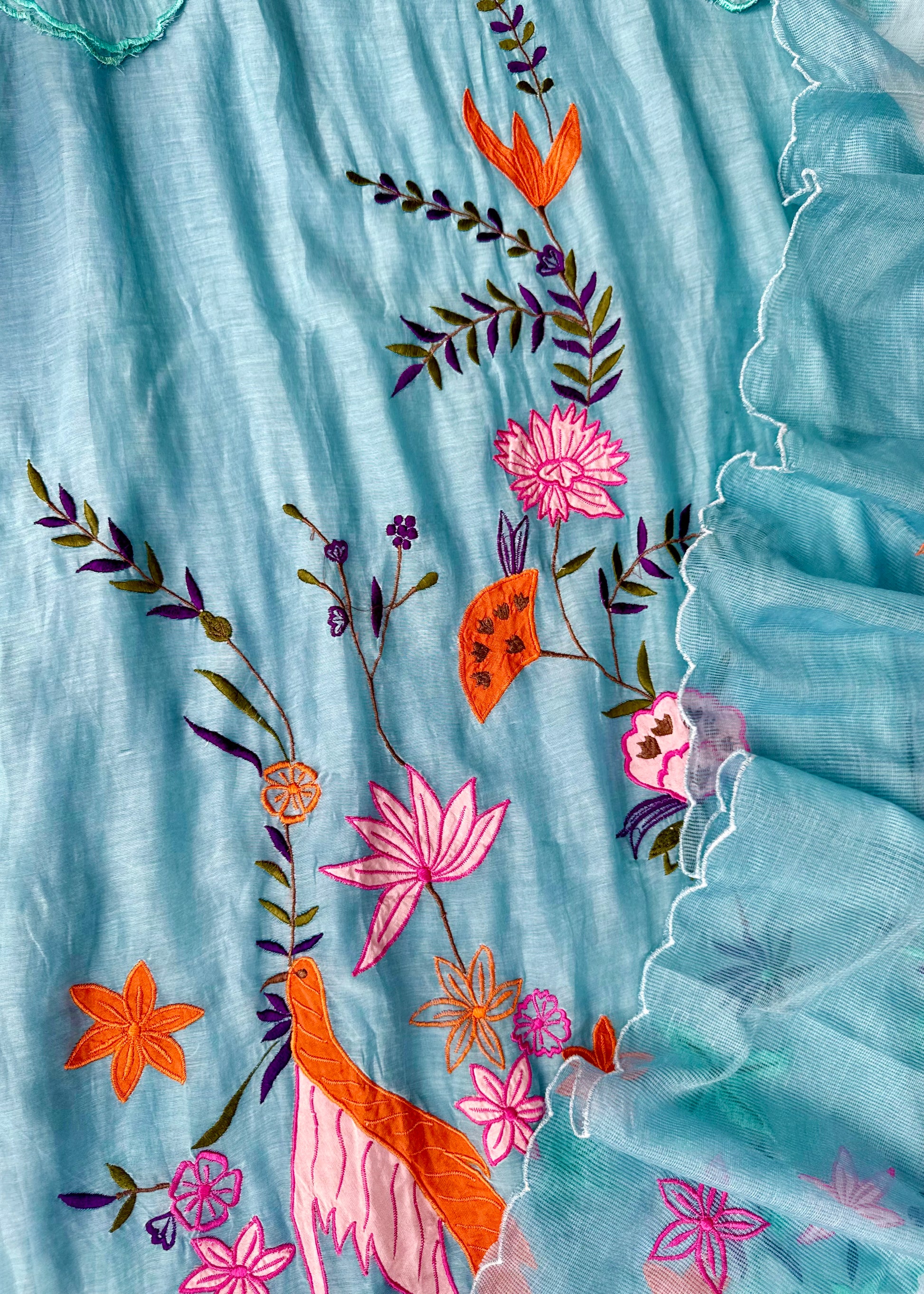 “Pranavi” Beautiful Mul Chanderi A line Anarkali Kurta Set