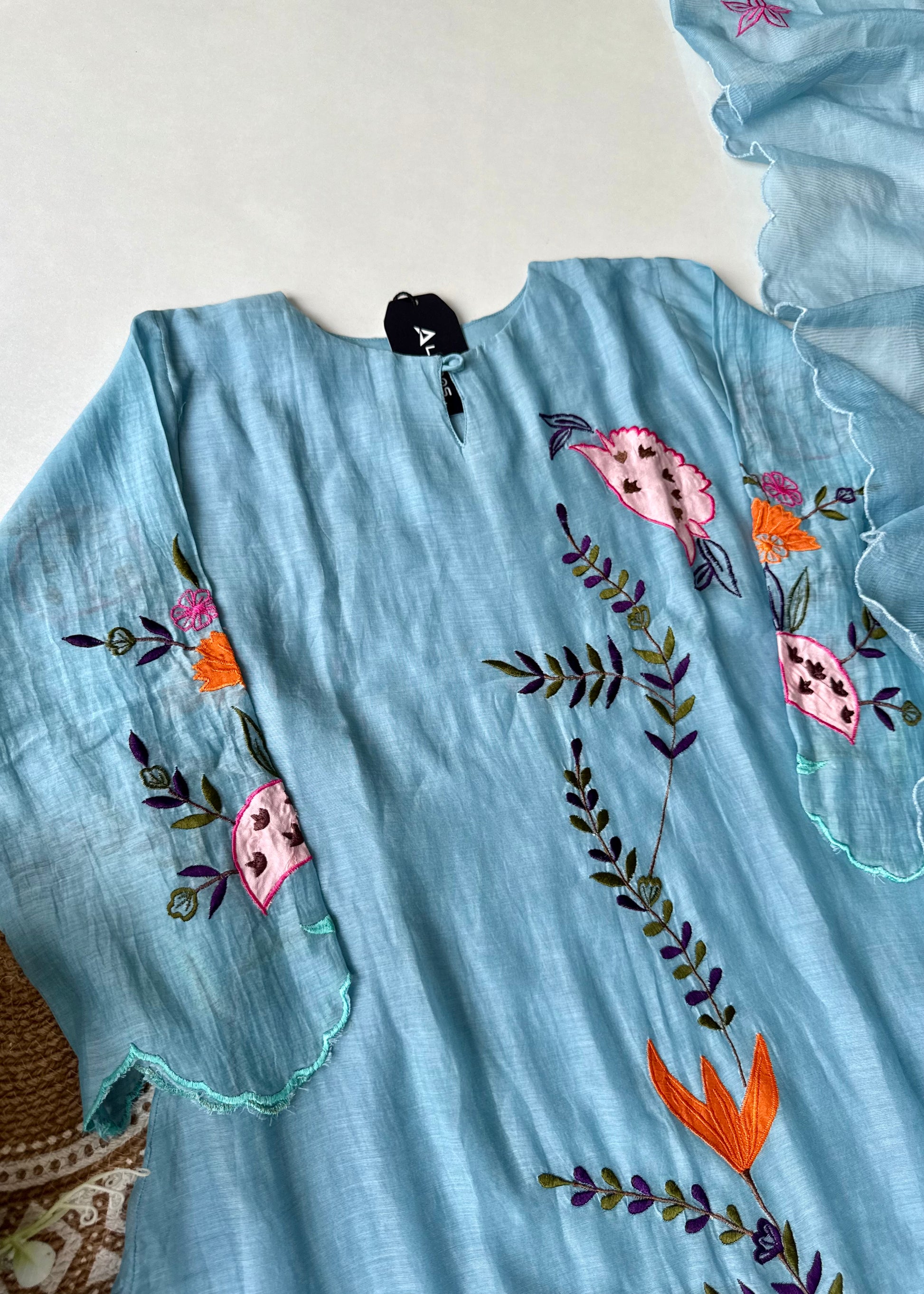 “Pranavi” Beautiful Mul Chanderi A line Anarkali Kurta Set