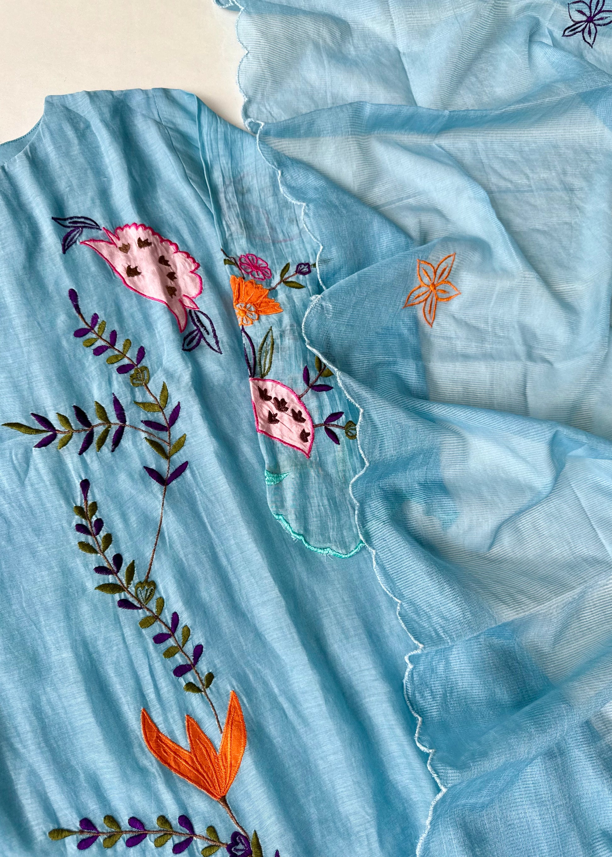 “Pranavi” Beautiful Mul Chanderi A line Anarkali Kurta Set