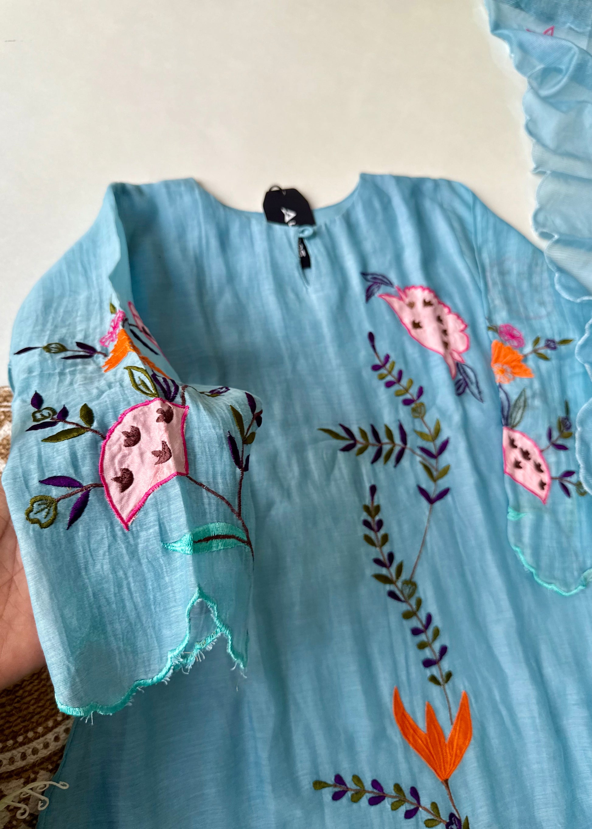 “Pranavi” Beautiful Mul Chanderi A line Anarkali Kurta Set