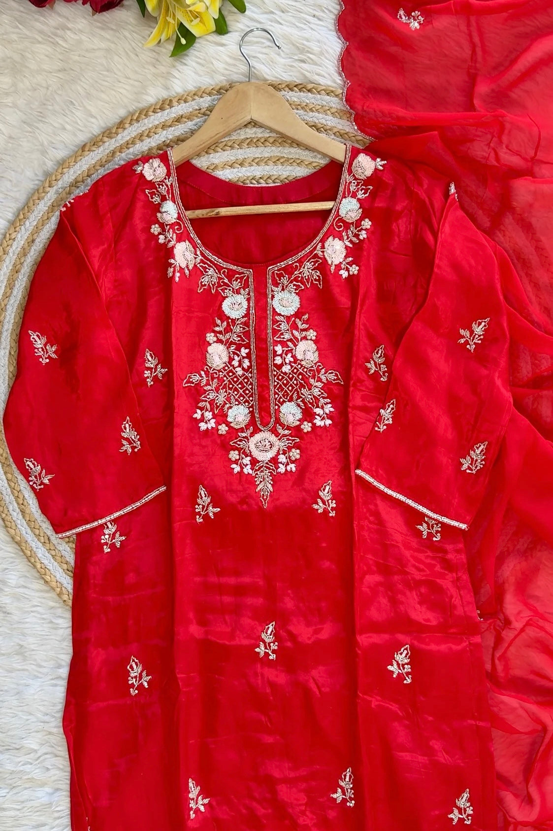 “CASANO” Premium chinnon heavy handwork sharara set