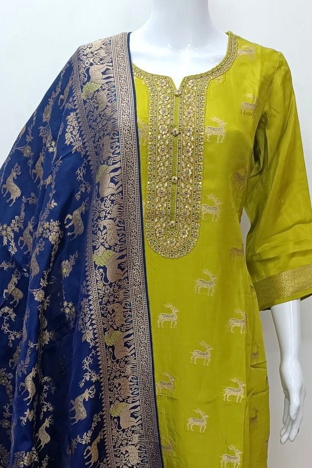 “AMRITA” Festive wear Jacquard silk kurta bottom with dupatta set