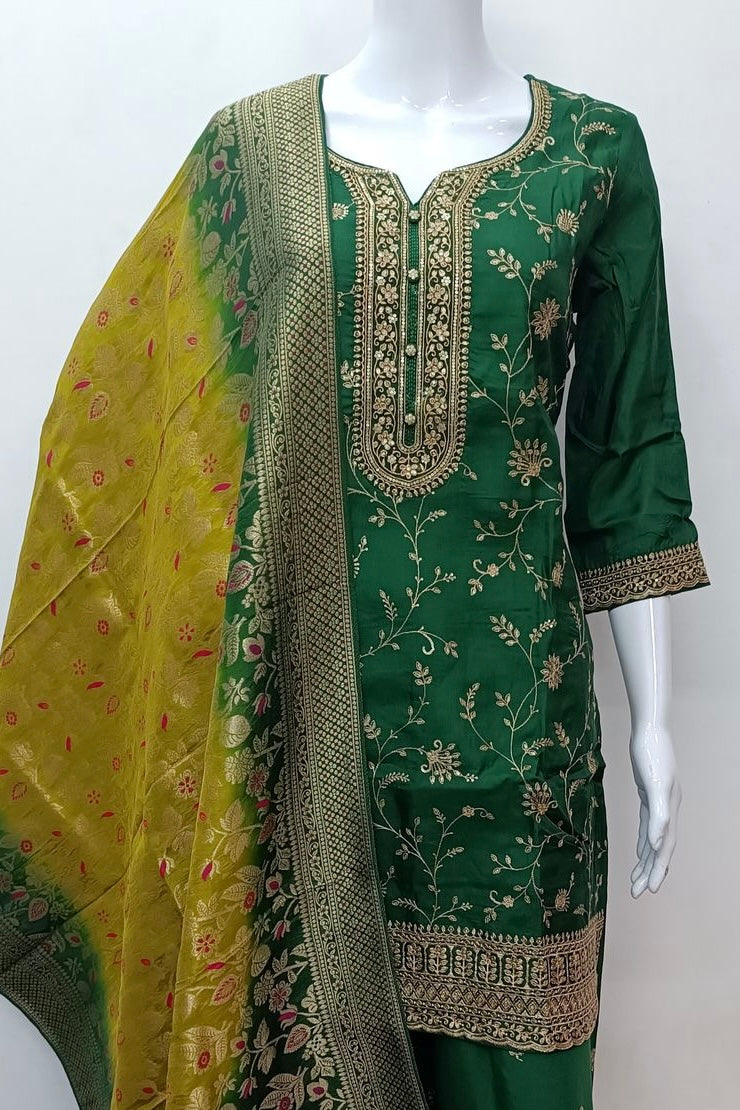 “AYAT” Festive wear Jacquard silk kurta palazzo set