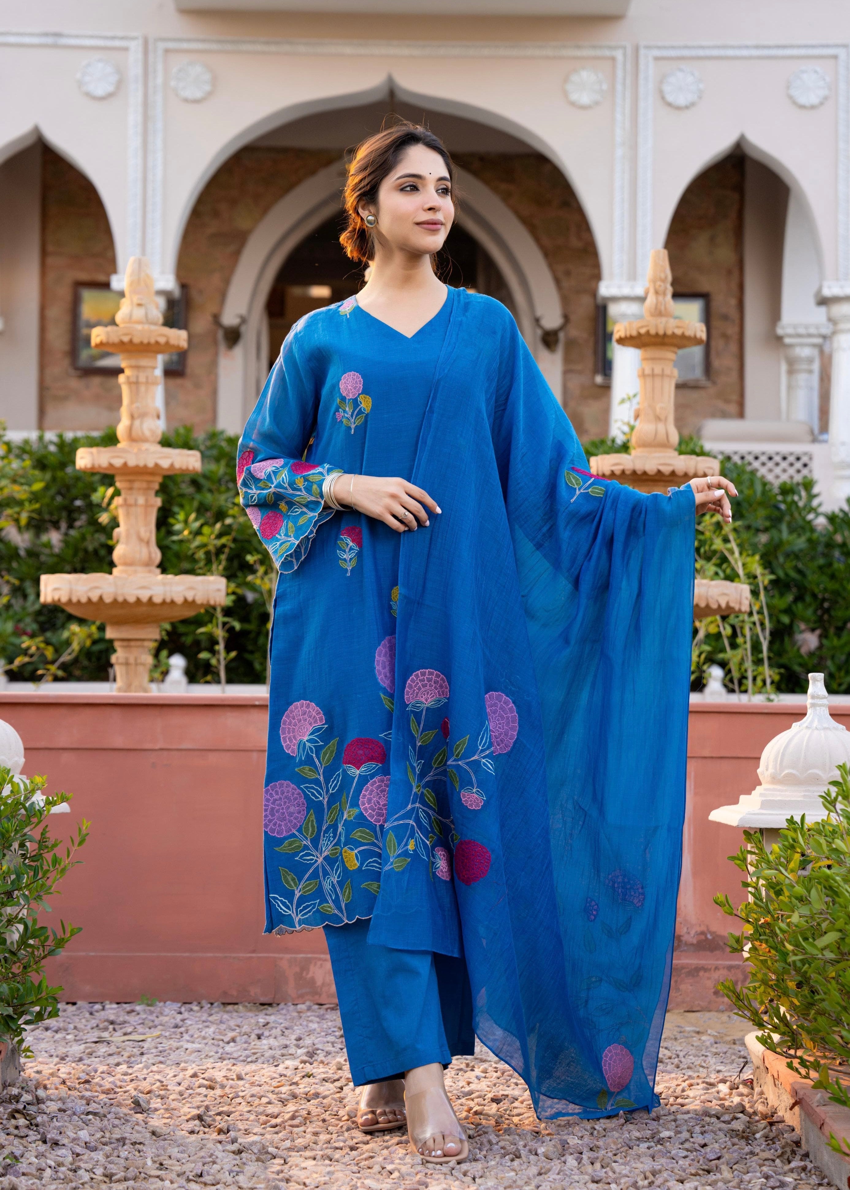 “NAVI” Premium Mul Chanderi party wear kurta set