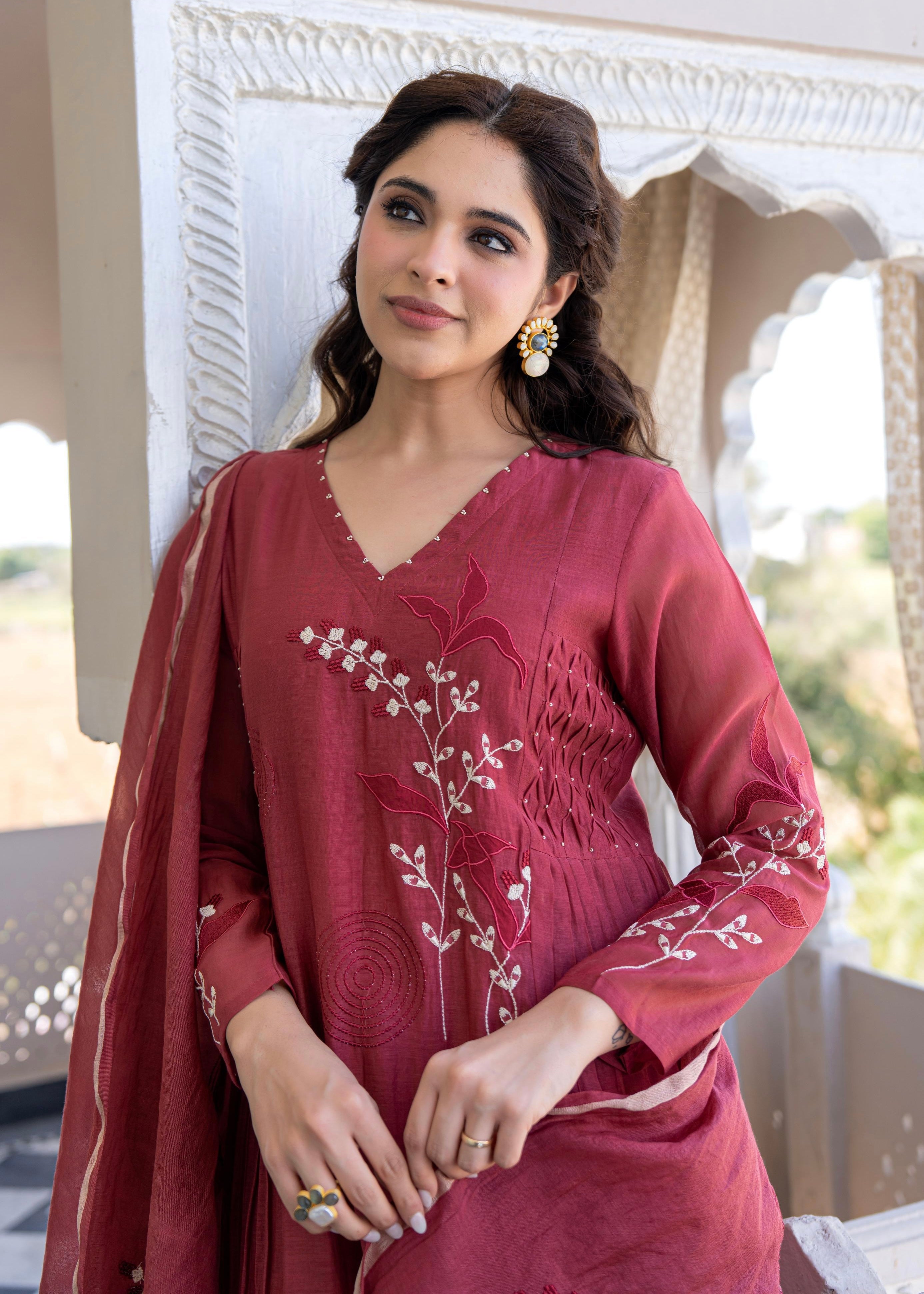 “SIZUMI” Beautiful Mul Chanderi party wear anarkali suit set