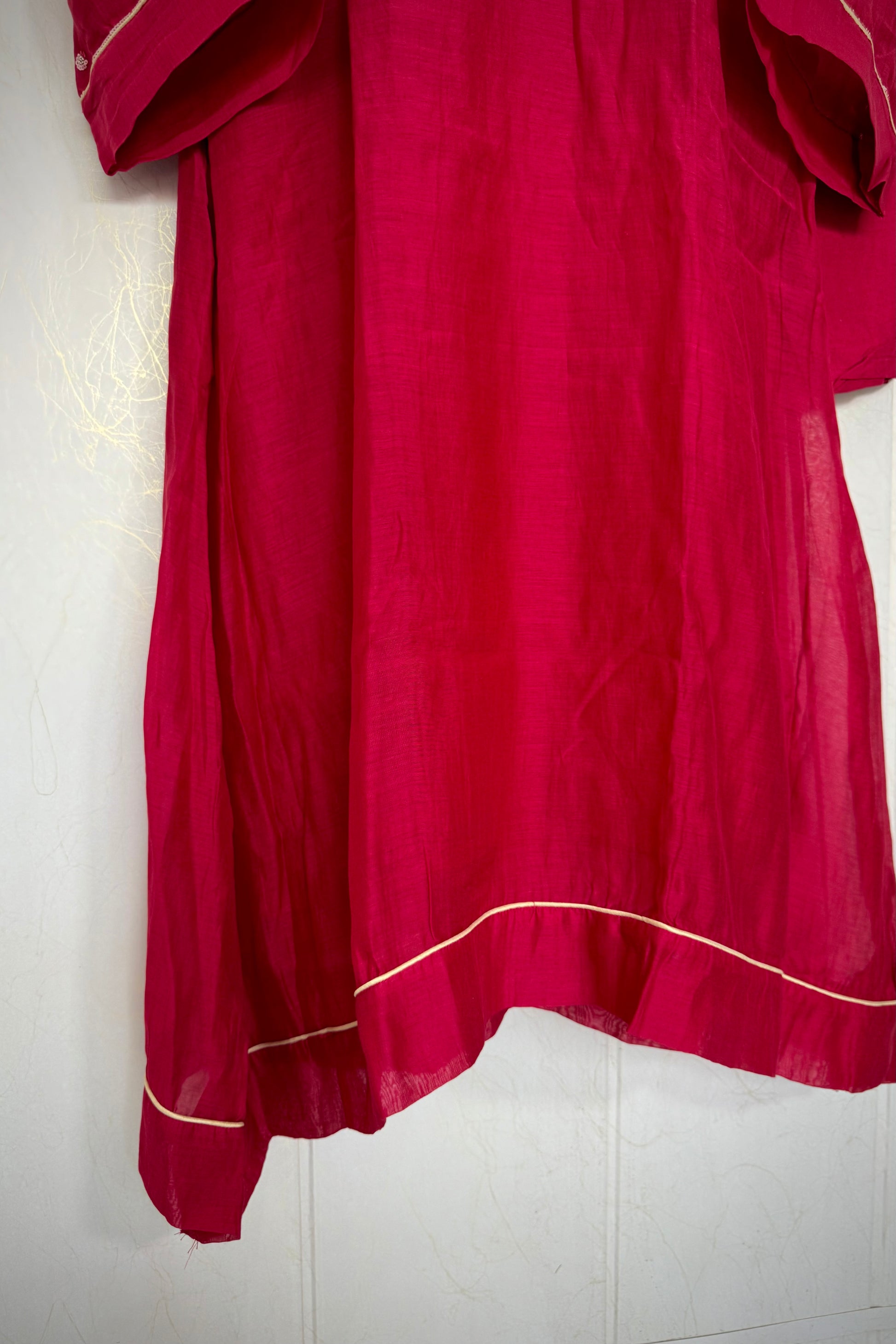 “Navya” Beautiful Red Mul Chanderi A line Anarkali Kurta Set