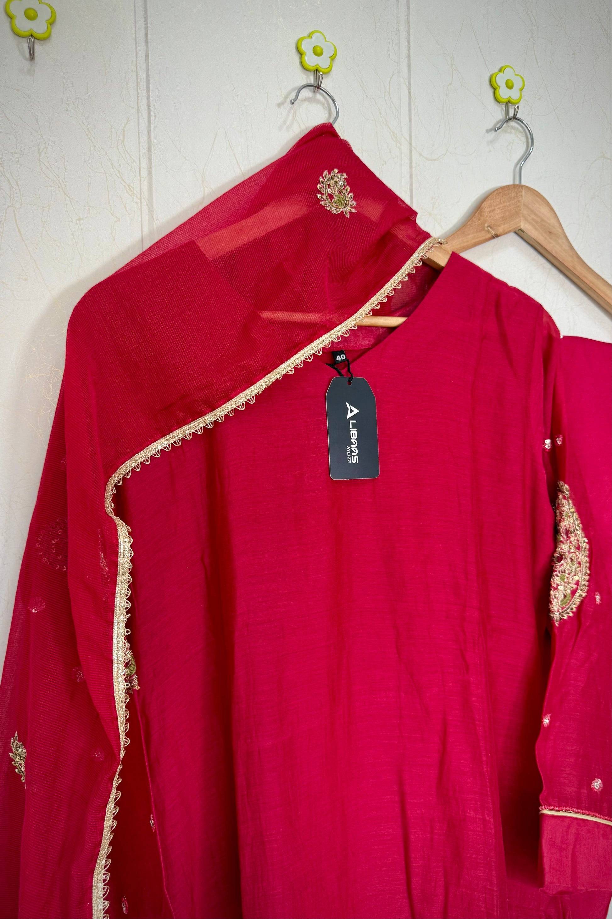 “Navya” Beautiful Red Mul Chanderi A line Anarkali Kurta Set