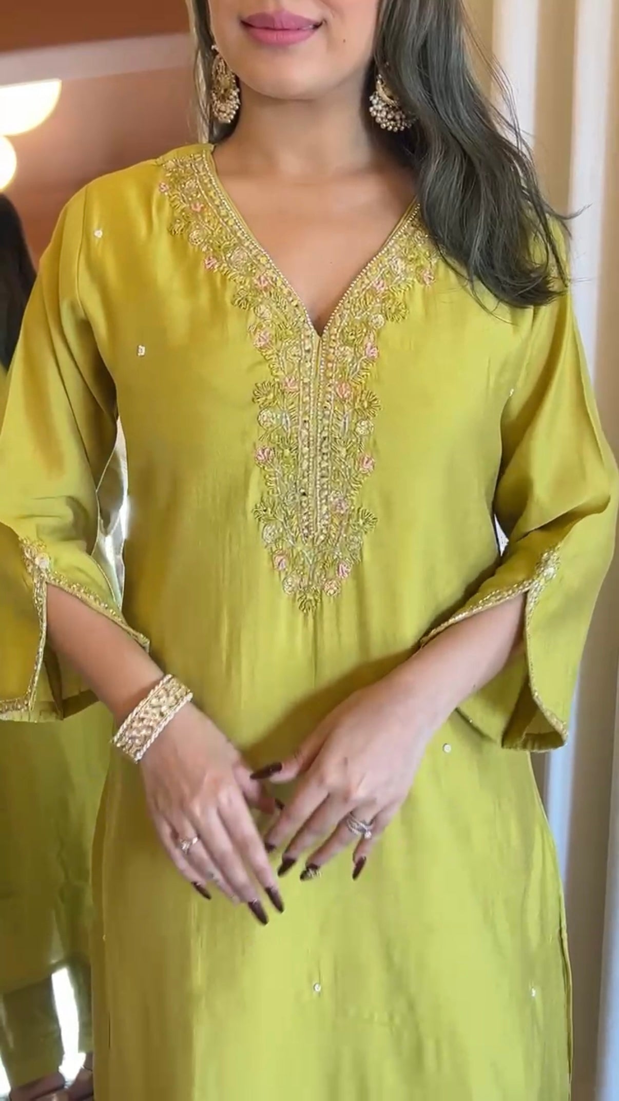 “UMA” Premium roman silk handcrafted kurti set