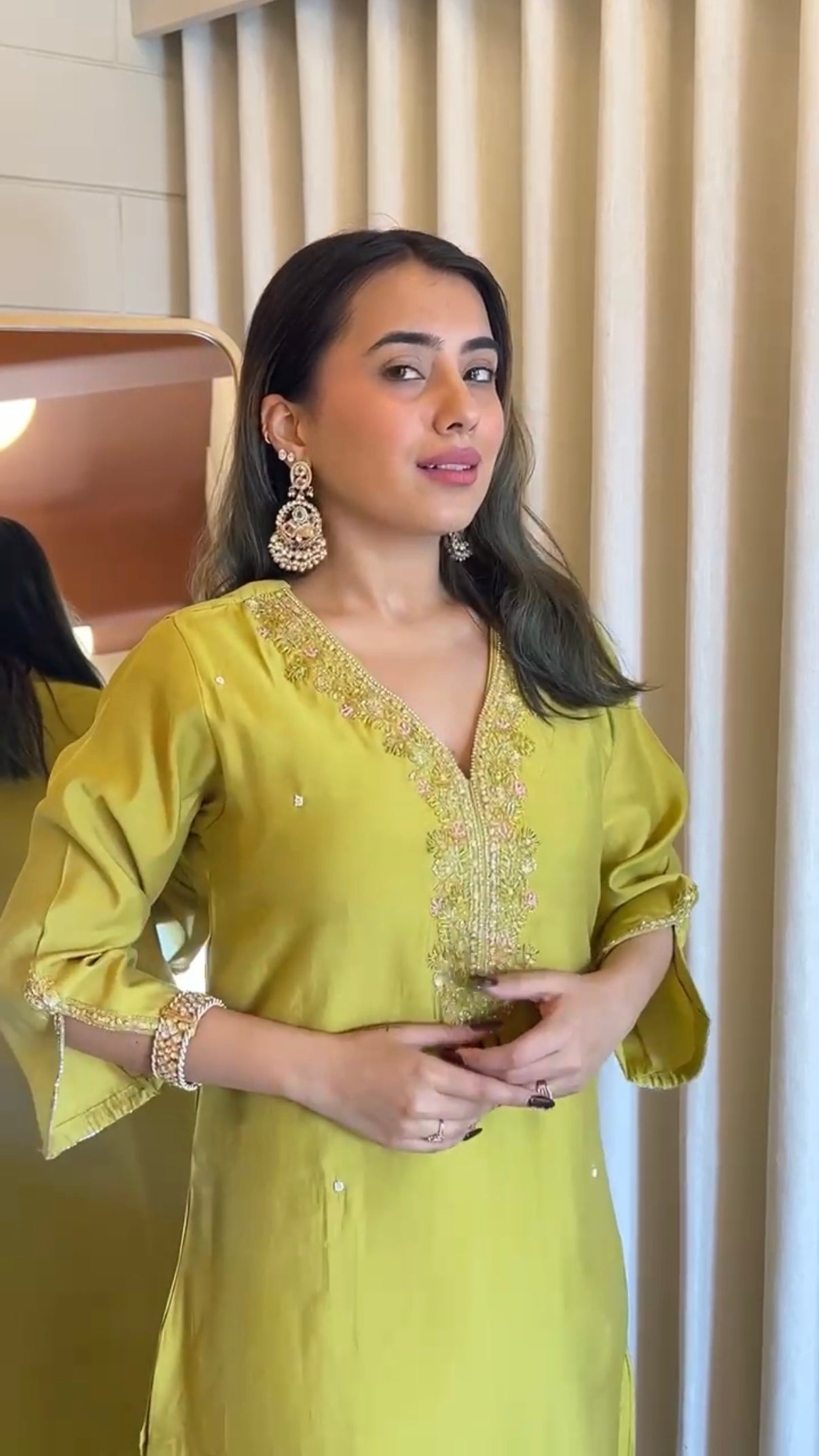 “UMA” Premium roman silk handcrafted kurti set