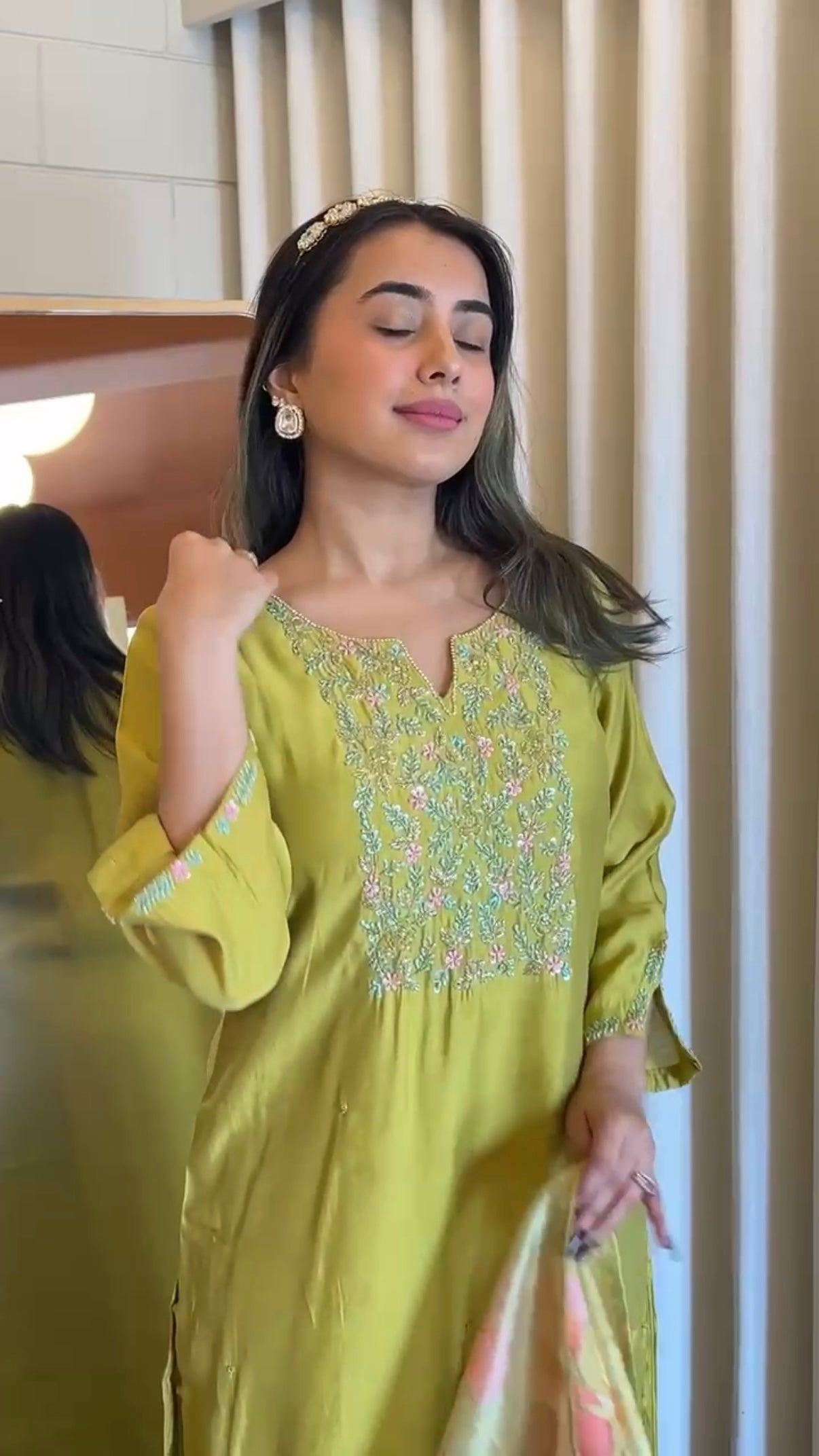 “AMALA” Premium roman silk handcrafted kurti set