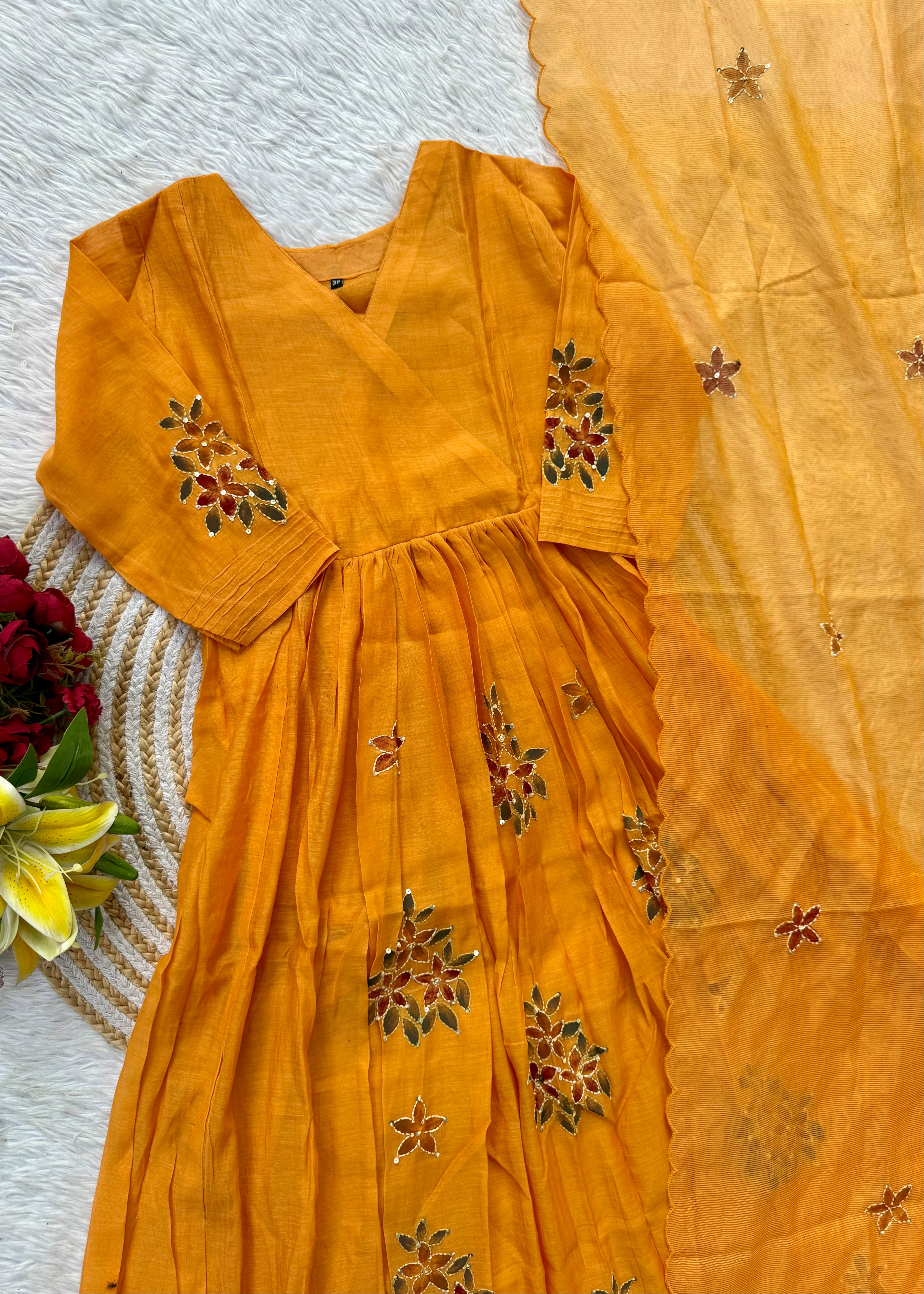 “SIZUMI” Mul Chanderi party wear anarkali suit set