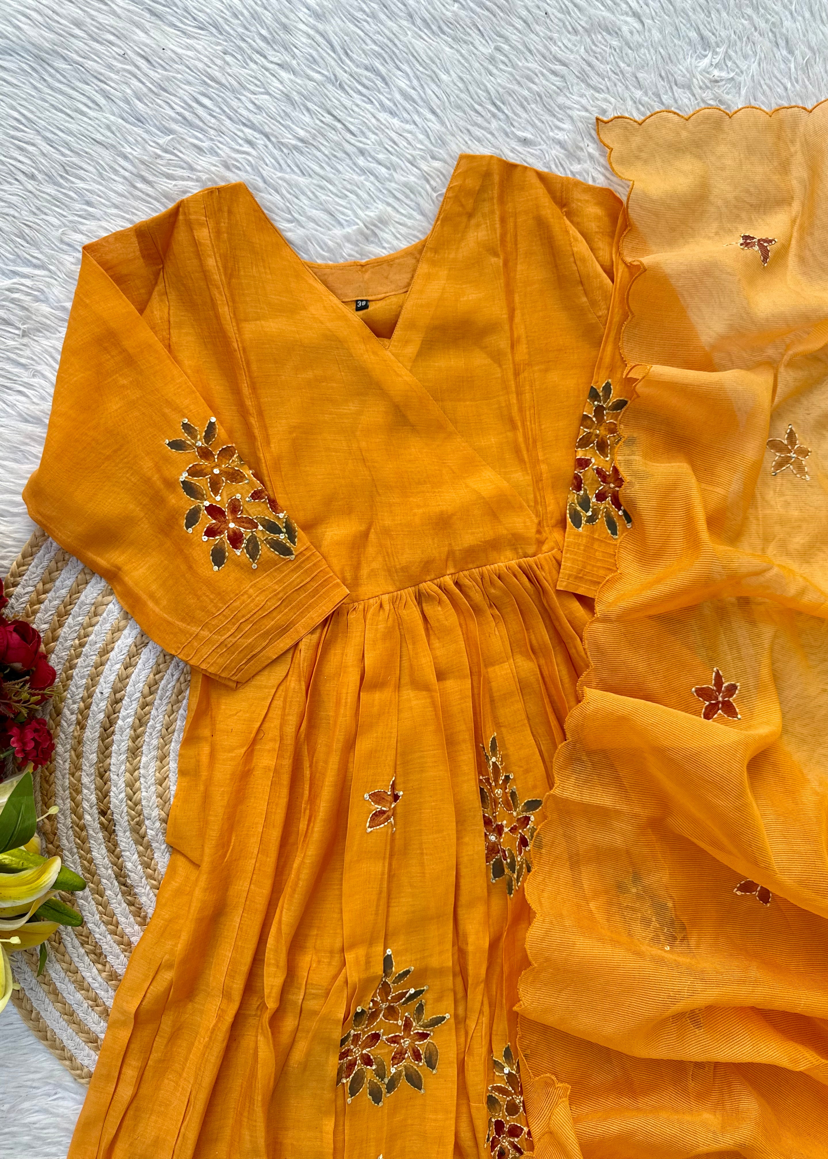 “SIZUMI” Mul Chanderi party wear anarkali suit set